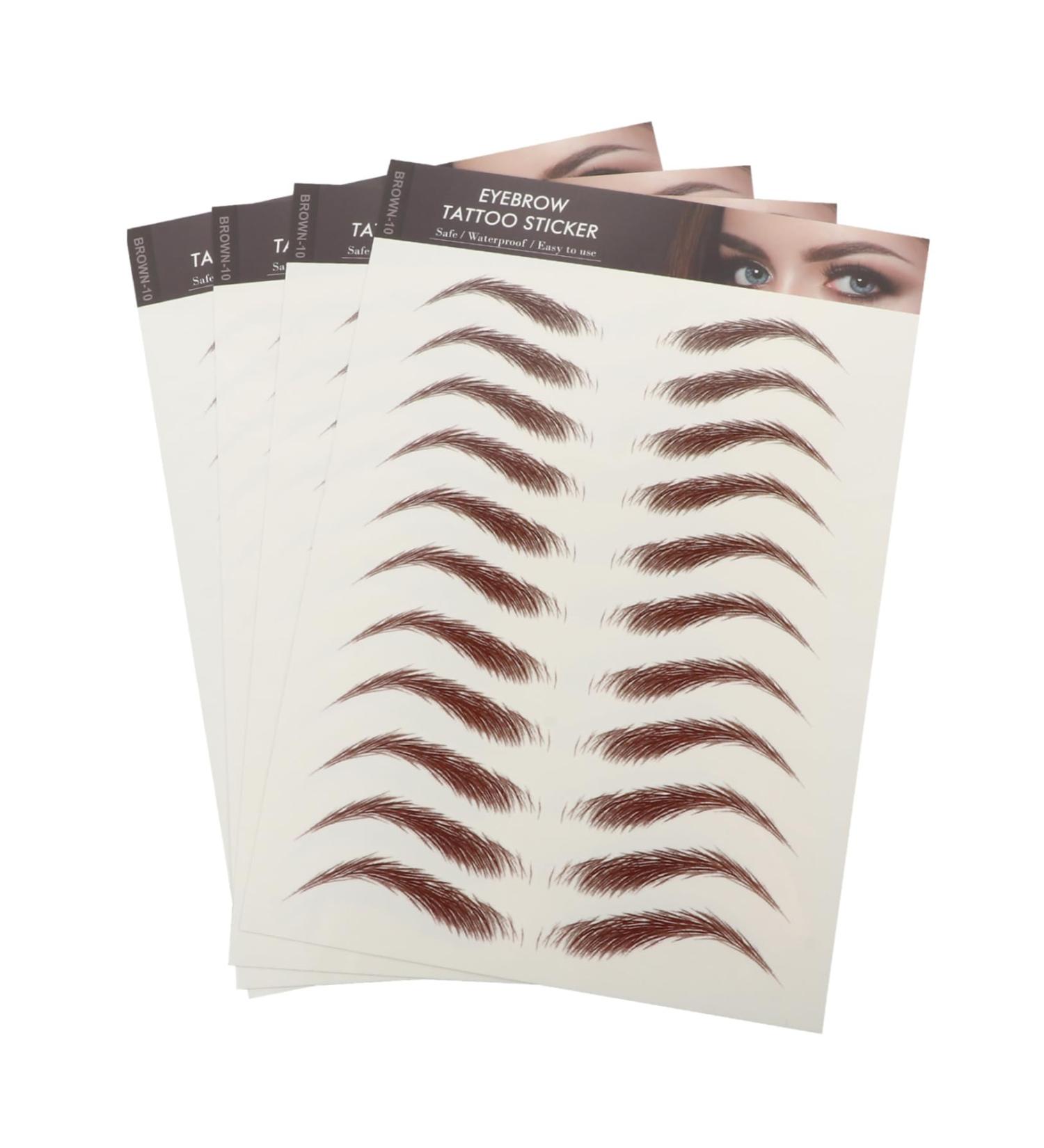DRESSOOS 4 Sheets Waterproof Eyebrow Stickers Fake Eyebrow Stickers 4d Transfer Stickers Cosmetic 6d Make up 21x14.8cm Brown - Buy Online on GoSupps.com