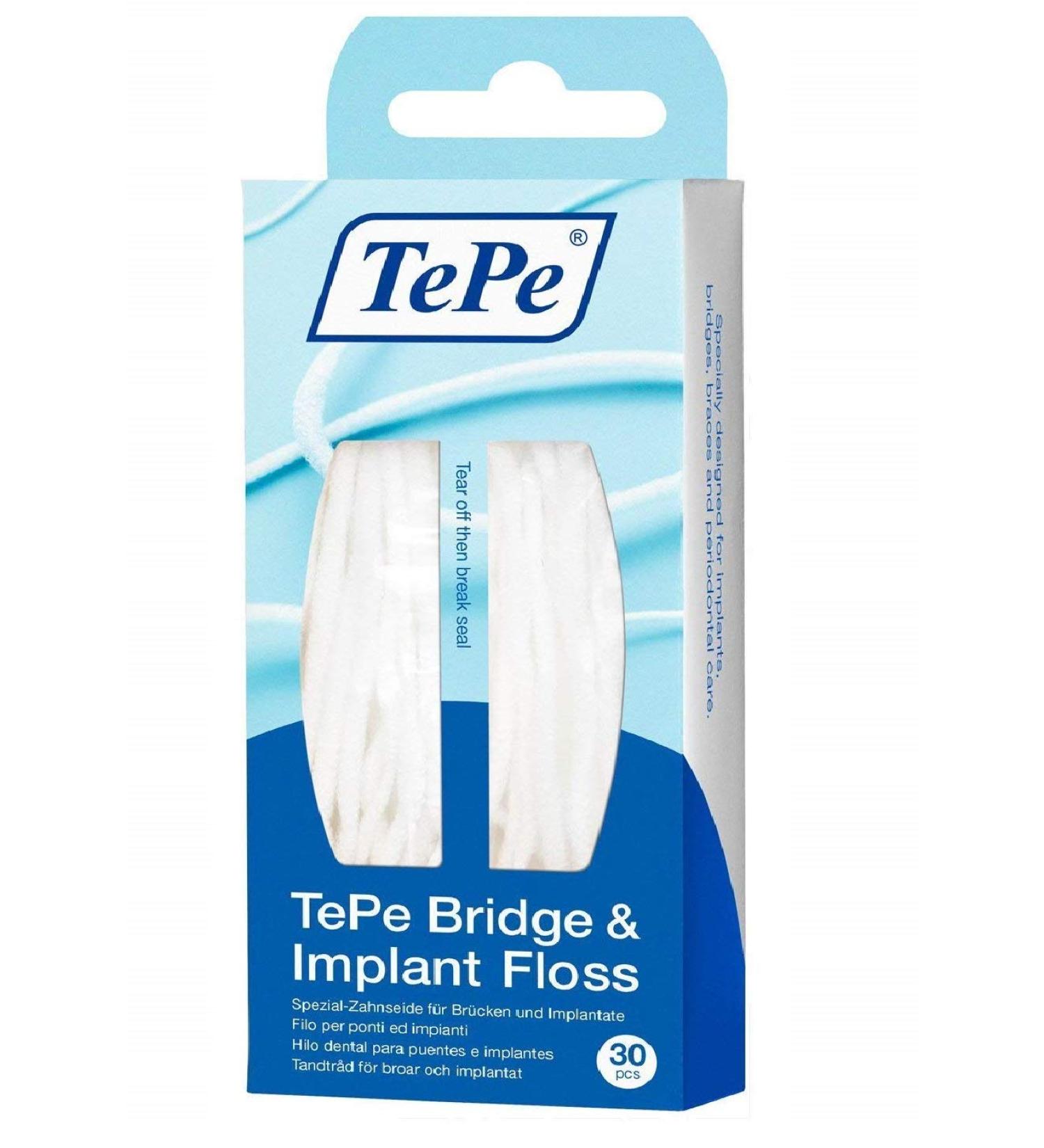 TePe Bridge & Implant Floss - 2 Pack of 30 Pieces | Superior Dental Care for Bridges & Implants - Buy Online on GoSupps.com