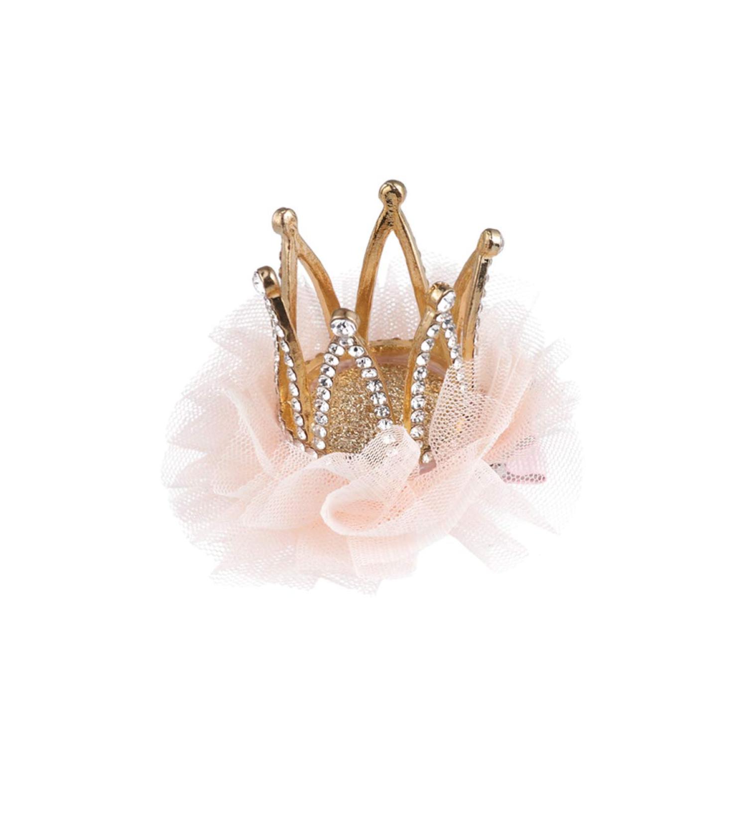 Minkissy Crown Hair Pin Rhinestone Crown Hair Clip with Flower Princess Glitter Hair Barrette Party Favor Hair Accessories for Girls(Flesh Pink) - Buy Online on GoSupps.com