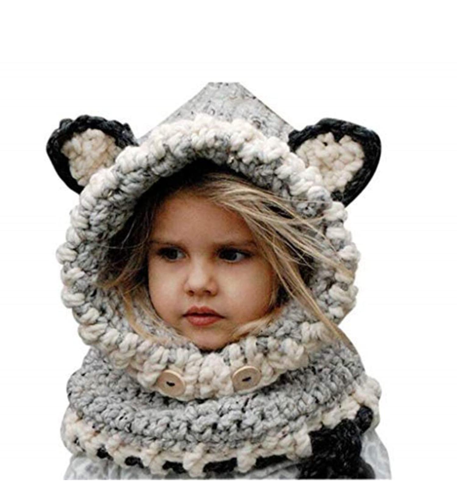 Azornic Baby Winter Hat Scarf Hood for 2-8 Years Kids - Gray - Buy Online on GoSupps.com
