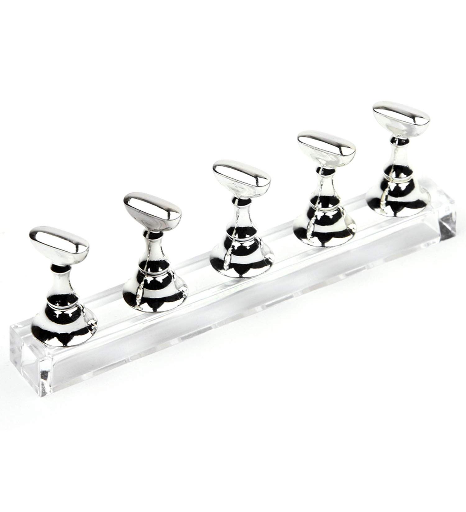 LEQ Nail Tips Practice Display Stand - Magnetic Acrylic Crystal Holder (Silver) - Buy Online on GoSupps.com