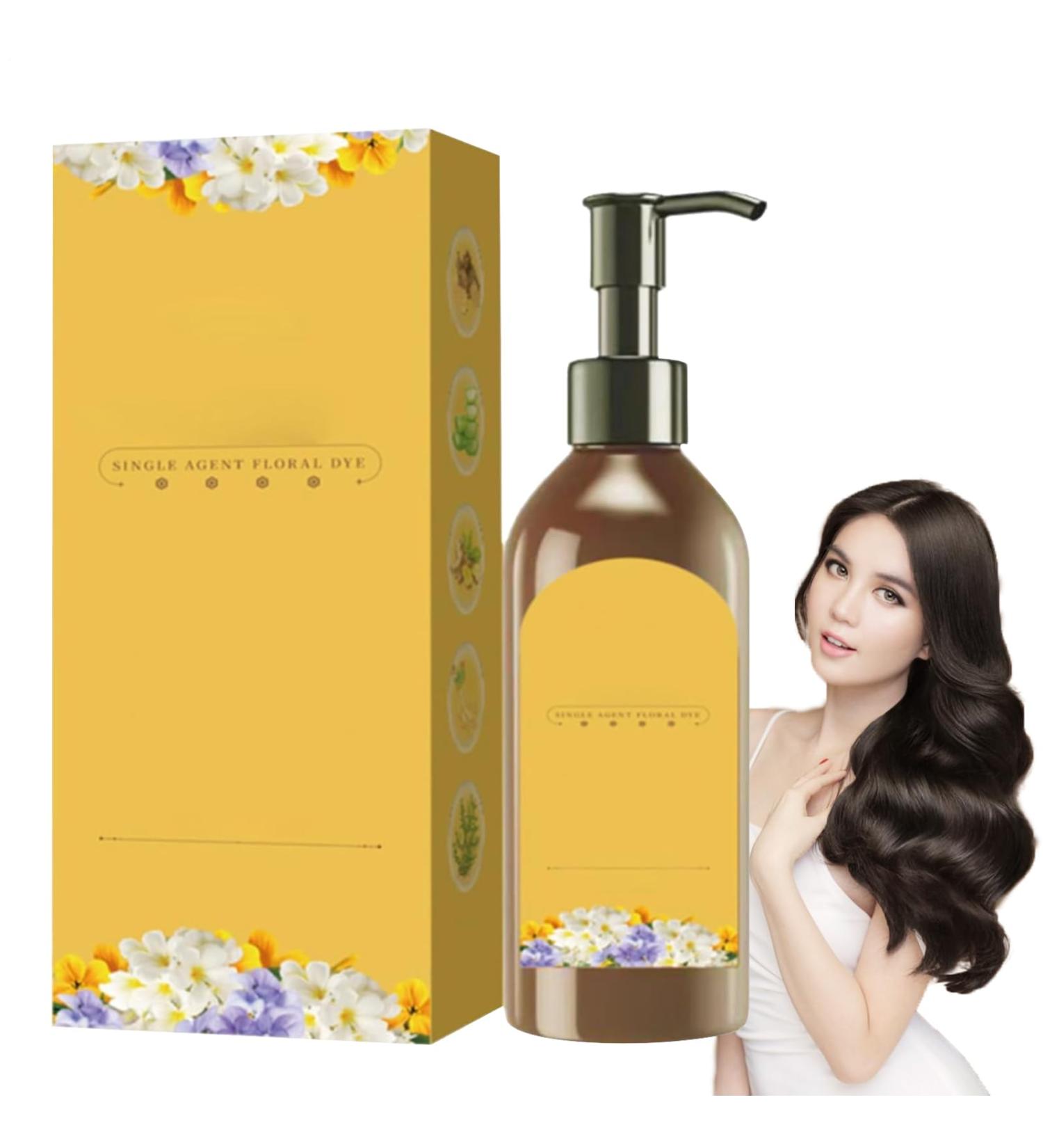 300 ml de colorant capillaire Shampooing - Formule base de Vegetal dose unique Floral | Traitement des couleurs naturelles solution de noircissement durable des cheveux gris applications rapides - Buy Online on GoSupps.com