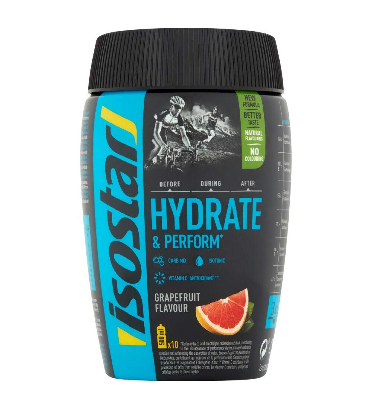 Isostar Hydrate & Perform - electrolyte powder containing carbohydrates for all training phases with grapefruit flavour, 6 x 400 g grapefruit