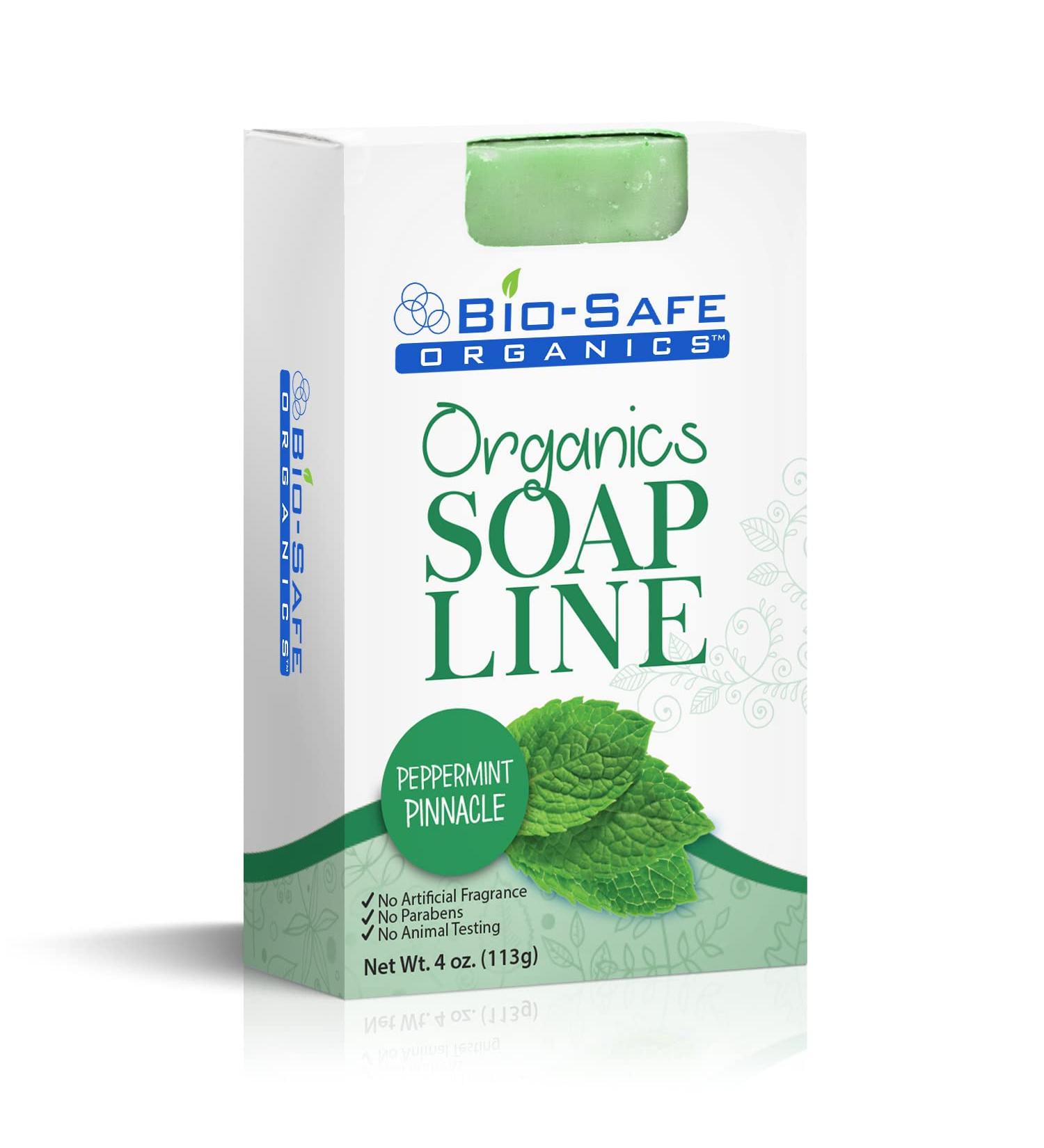 Bio-Safe Organics Peppermint Pinnacle Soap | 100% Handmade Natural Exfoliating Organic Soap Bar | Vegan & Moisturizing | 4 Oz - Buy Online on GoSupps.com