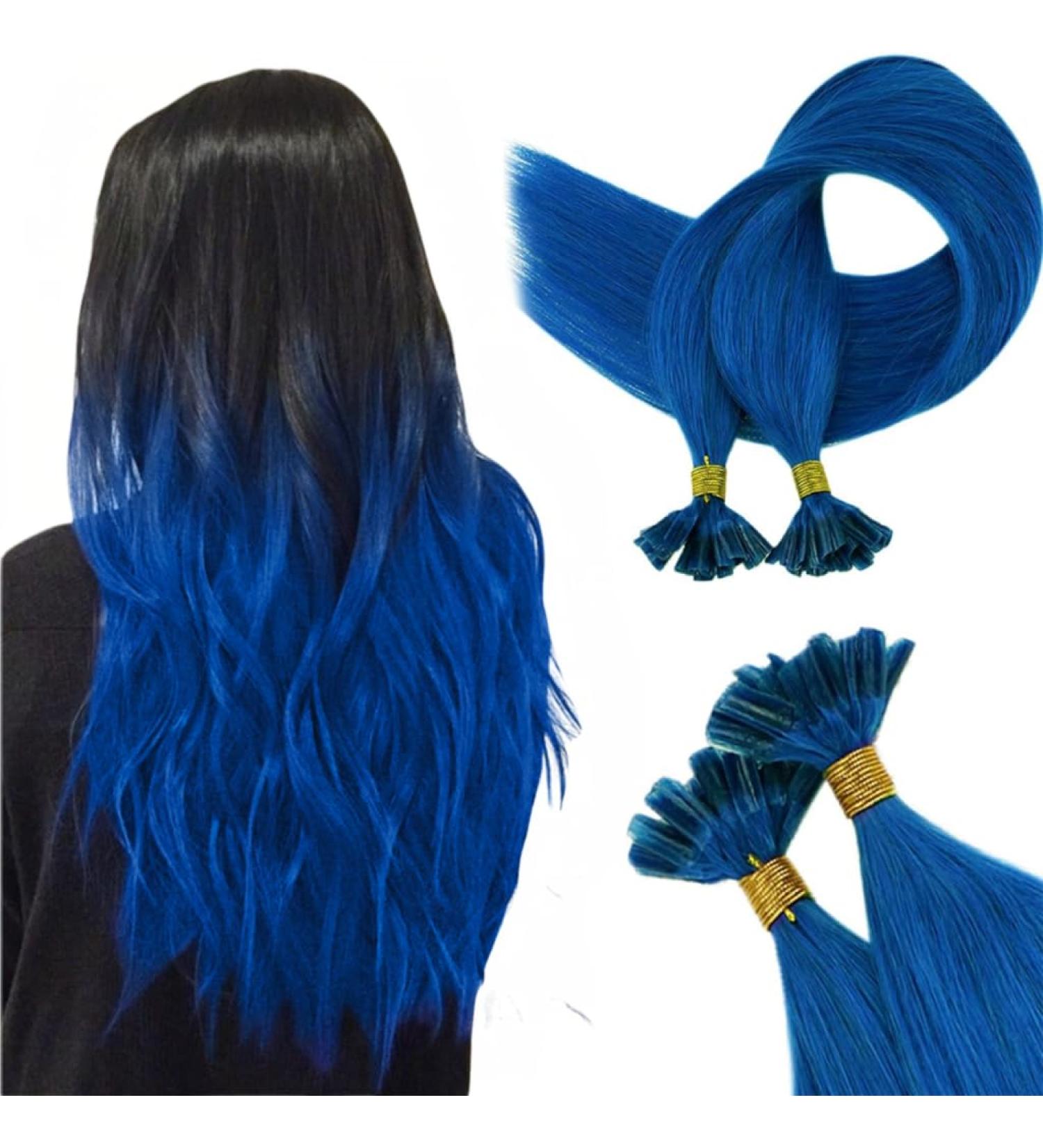 Runature Blue Hair Extensions 55cm Real Hair Bonding Extensions | 25 Strands 25g Keratin U-Tip - Perfect for International Shipping - Buy Online on GoSupps.com
