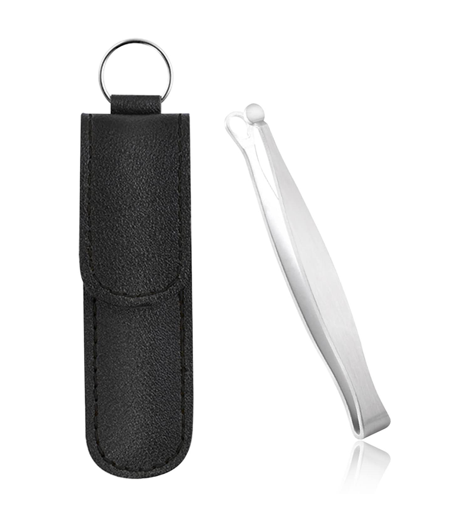 Nose Hair Trimming Set with Leather Sleeve - Stainless Steel Clippers for Men and Women - Silver - Buy Online on GoSupps.com