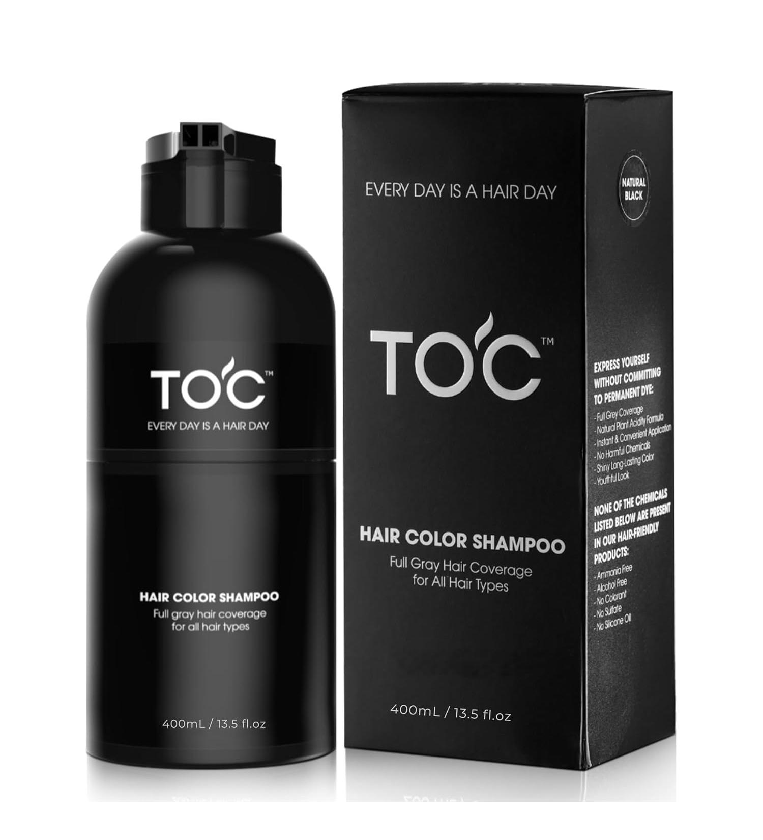TOC Brown Black Hair Dye Shampoo 3 in 1 Natural Herbal for Women Men Hair Color For Gray Hair Coverage Root Cover Up Long-lasting Color Up To 3-4 Weeks Instantly In 10 Minutes - 200 Ml