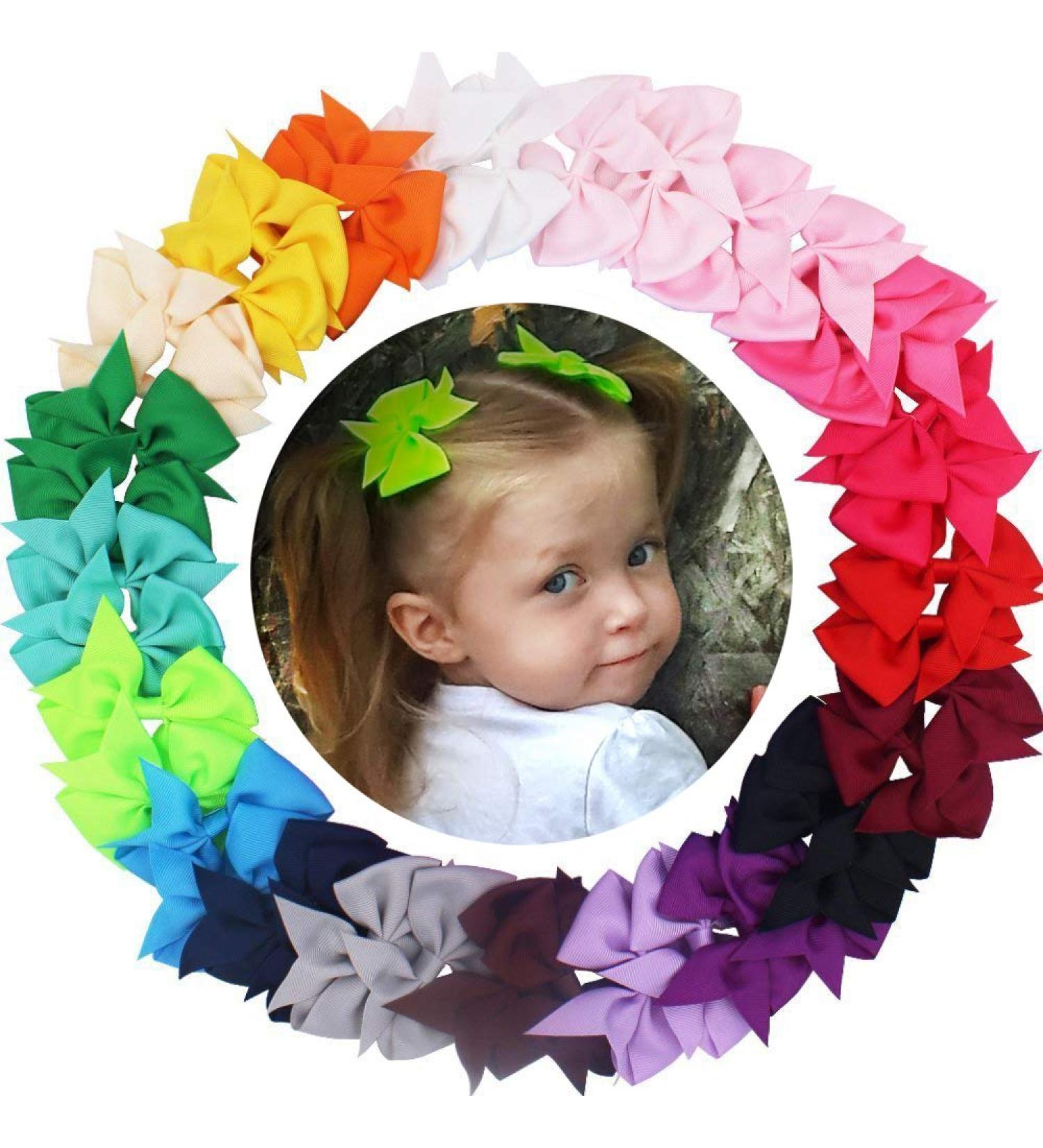 JOYOYO 40 Pcs Medium 3.5 Inch Hair Bows for Girls - Grosgrain Ribbon Craft Hair Clips for Toddler Girls, Hair Accessories - Buy Online on GoSupps.com