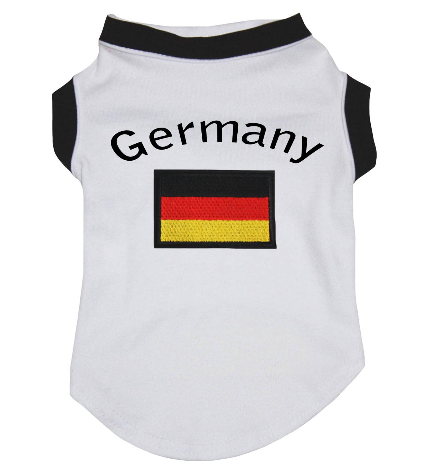 Petitebelle Germany & Flag Dog Shirt (White/Black Hem XS) White/Black Hem X-Small