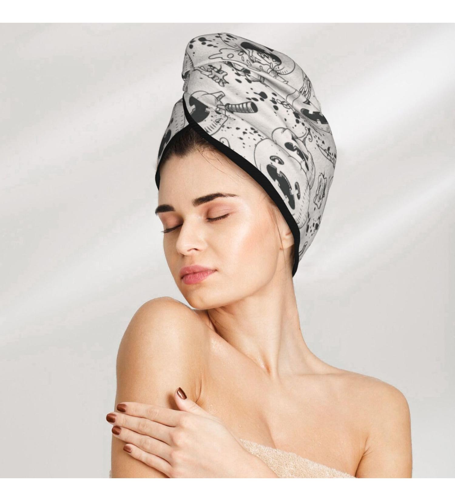 Super Absorbent Halloween Pumpkins Grey Microfiber Hair Towel for Quick Drying | Hair Turbans & Bonnet Caps for Curly Thick Hair - Perfect for Women Girls & Kids - Buy Online on GoSupps.com