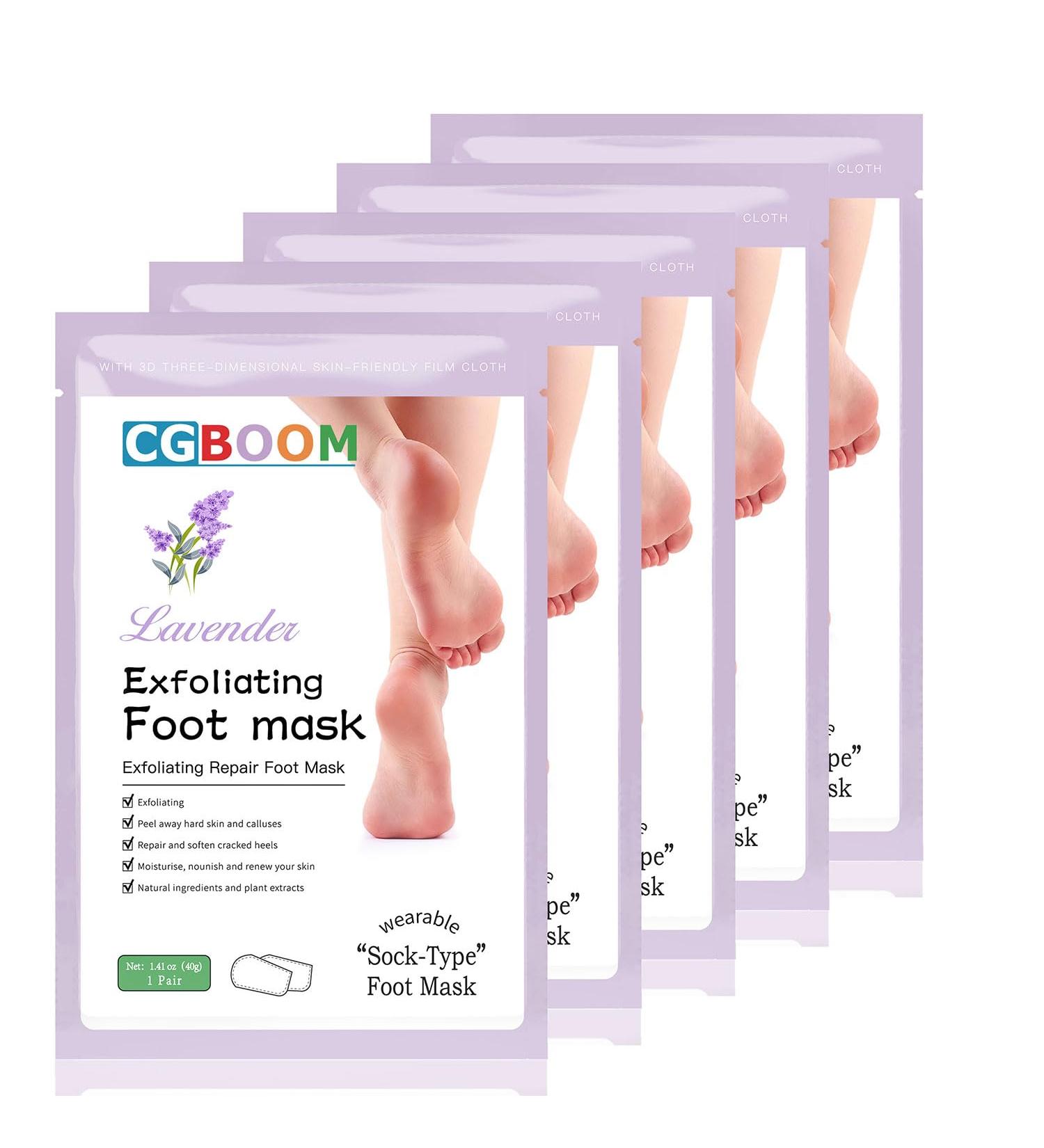 5 Pairs Foot Peel Mask lavender Foot Exfoliating Mask Socks Calluses Remover Dead Skin Moisturizing Feet Peeling Mask for Dry Skin Cracked Heels Foot SPA Socks for Women and Men (Lavender) - Buy Online on GoSupps.com