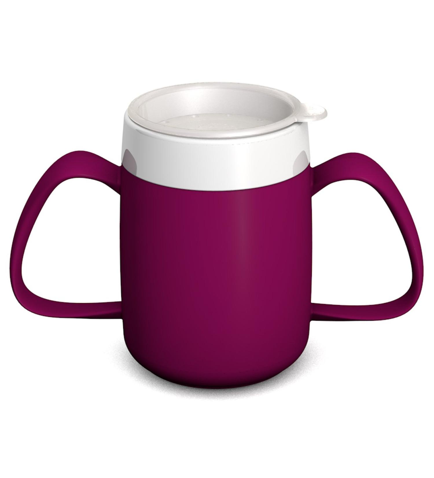 Ornamin Two Handled Mug 140ml Blackberry with Drinking Lid - Model 815 + 814 | Ergonomic Feeding Cup/Mug Aid - 1 Count - Buy Online on GoSupps.com