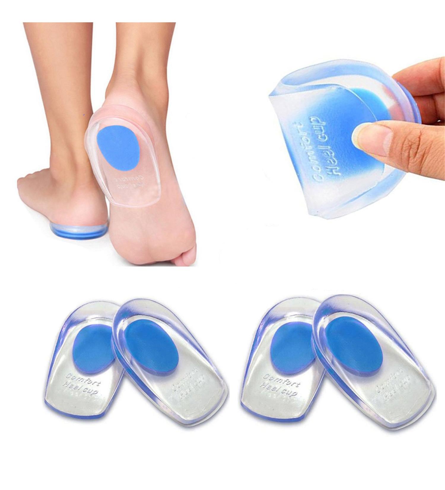 Gel Heel Cups - 2 Pairs | Foot Heel Support Pads Cushions | Orthotic Inserts for Bone Spurs Pain Relief | Shock Absorbing Insoles for Plantar Fasciitis - Large - Buy Online on GoSupps.com