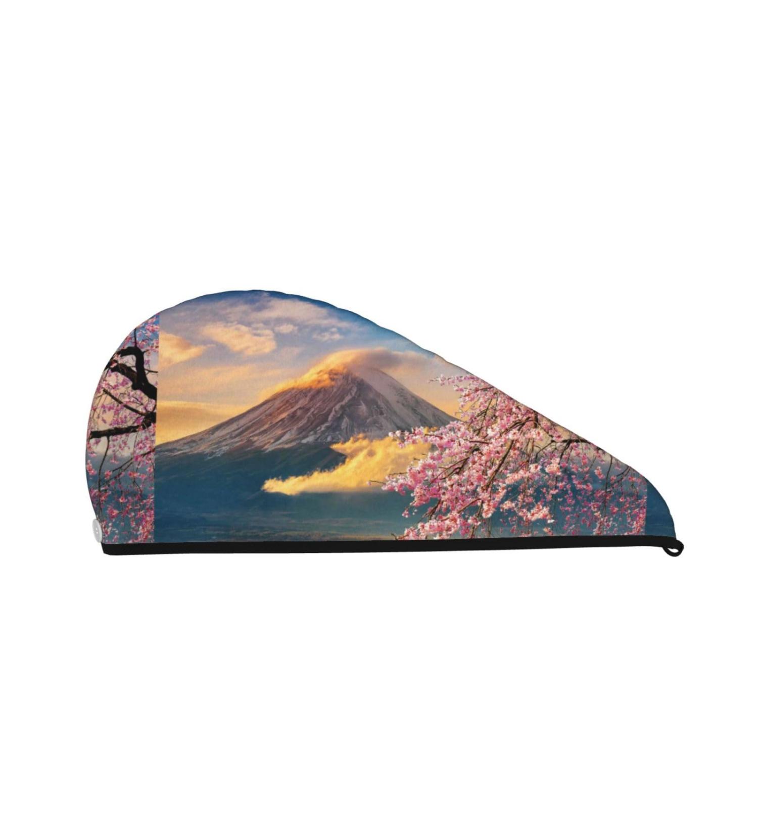 Hair Towel Wrap - Quick Drying Hair Turban with Button | Cherry Blossoms Design | International Shipping Available - Buy Online on GoSupps.com