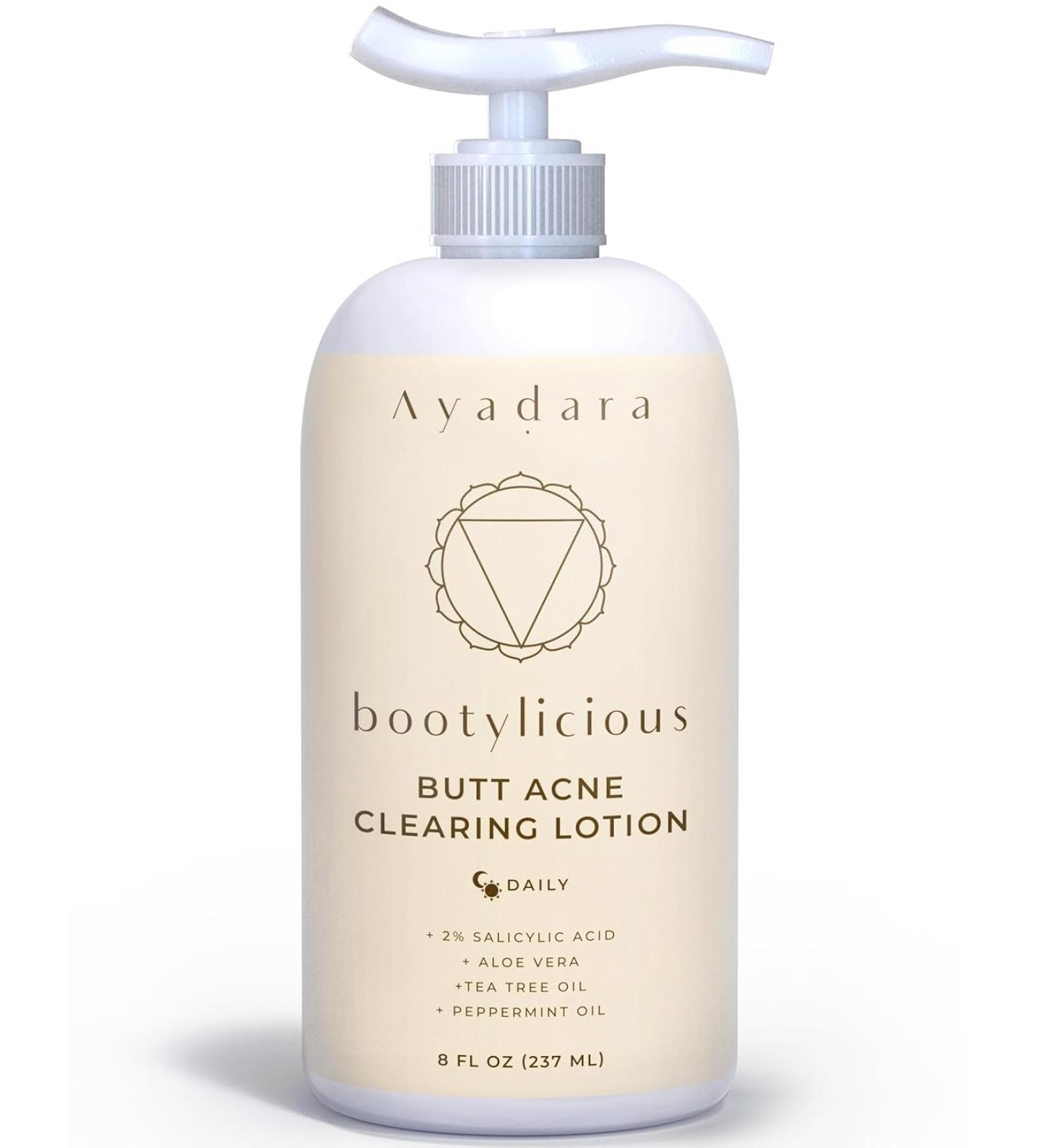 Ayadara Butt Acne Clearing Lotion | Salicylic Acid & Tea Tree Booty Cream | Moisturizing Treatment for Cystic Acne on Buttocks | 90-Day Supply - Buy Online on GoSupps.com