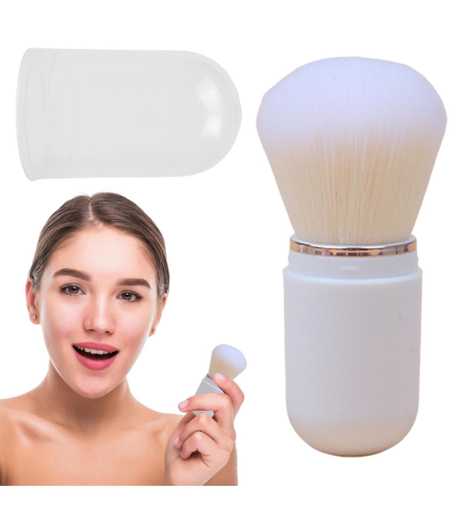 Retractable Foundation Brush Travel Blush Brush - Retractable Portable Makeup Brush for Travel Foundation Application Portable Compact with Lid white - Buy Online on GoSupps.com