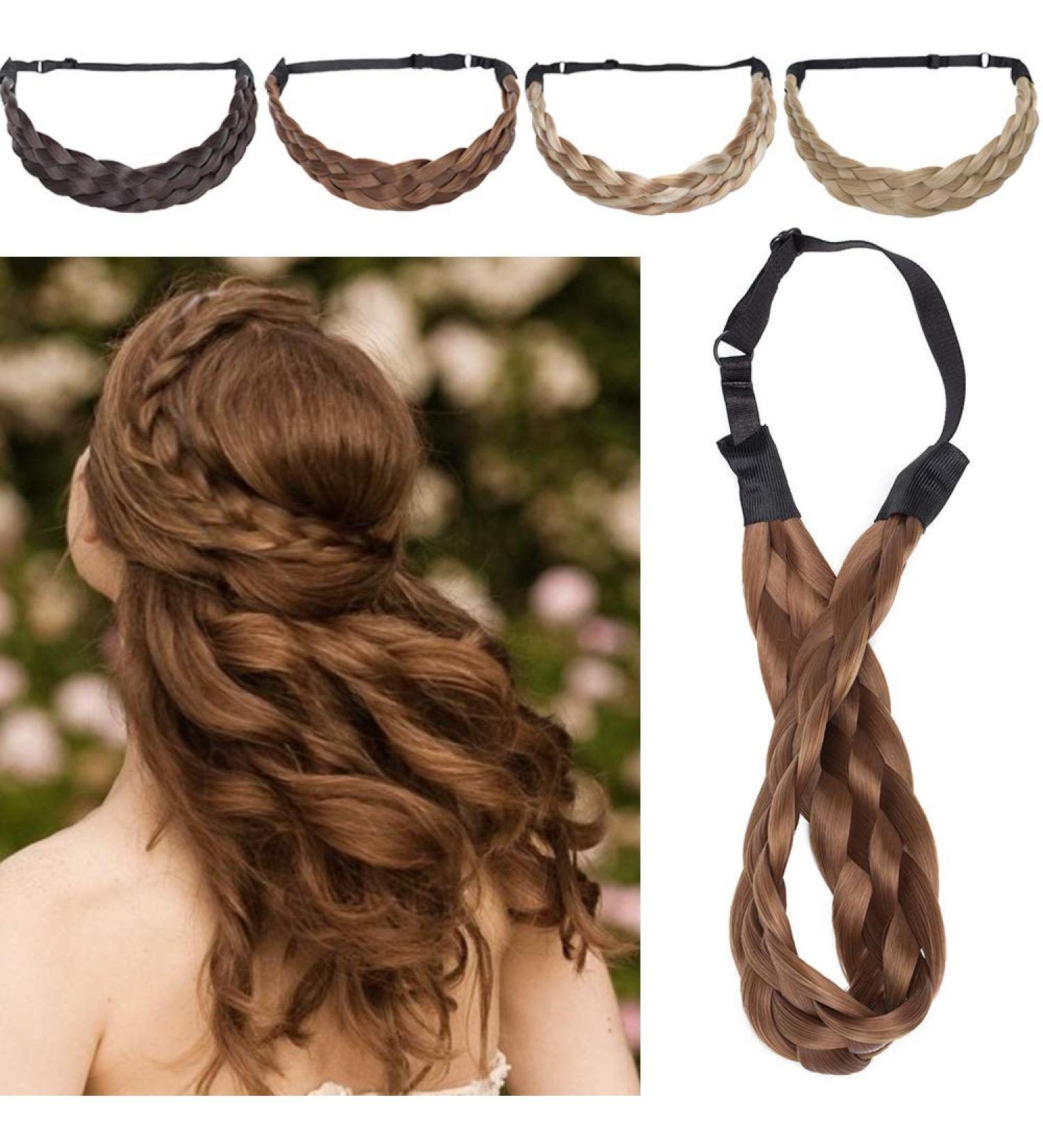 Silk-Co Women s Light Brown Braided Hair Band | Elastic 5-Strand Headband for Weddings & Vintage Styles | Hair Tie & Extensions 3.8cm Wide - Buy Online on GoSupps.com