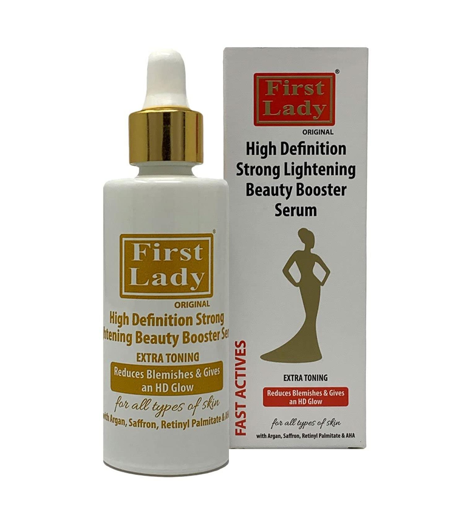 First Lady Premium High Definition Strong Skin Lightening Beauty Booster Serum 60ml - with argan oil saffron & AHA dark spot remover for face