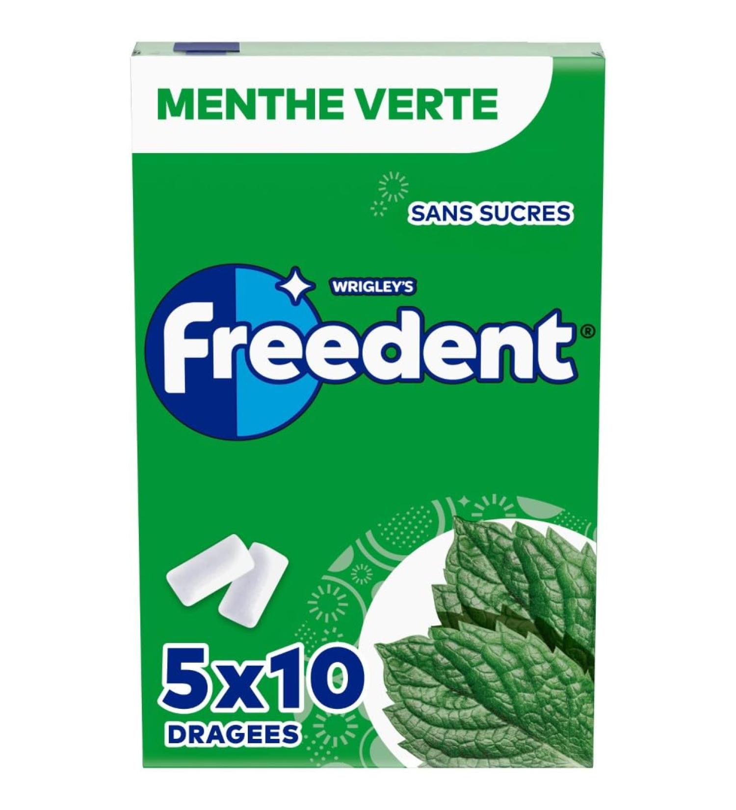 FREEDENT - Chewing Gum Sans Sucre - Go t Menthe Verte - 5 Paquets de 10 Drag es - 70g Blanc 5 Pack (70 g) - Buy Online on GoSupps.com