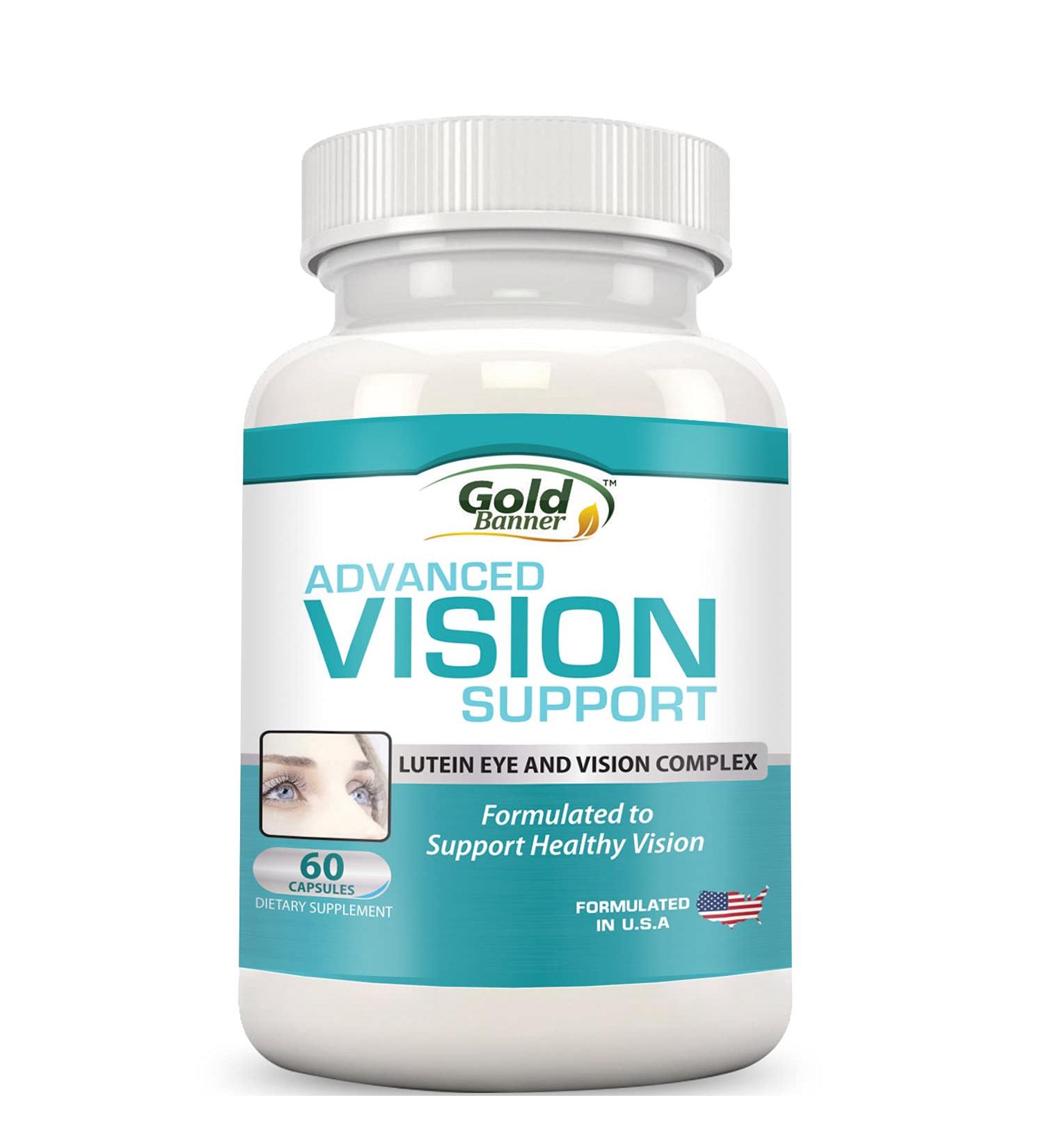 Advanced Vision Support - Lutein Eye & Vision Complex with Lutein Bilberry Zinc Grapeseed & Essential Vitamins - All Natural Retina Capsules for Eye Health - Made in USA - Buy Online on GoSupps.com