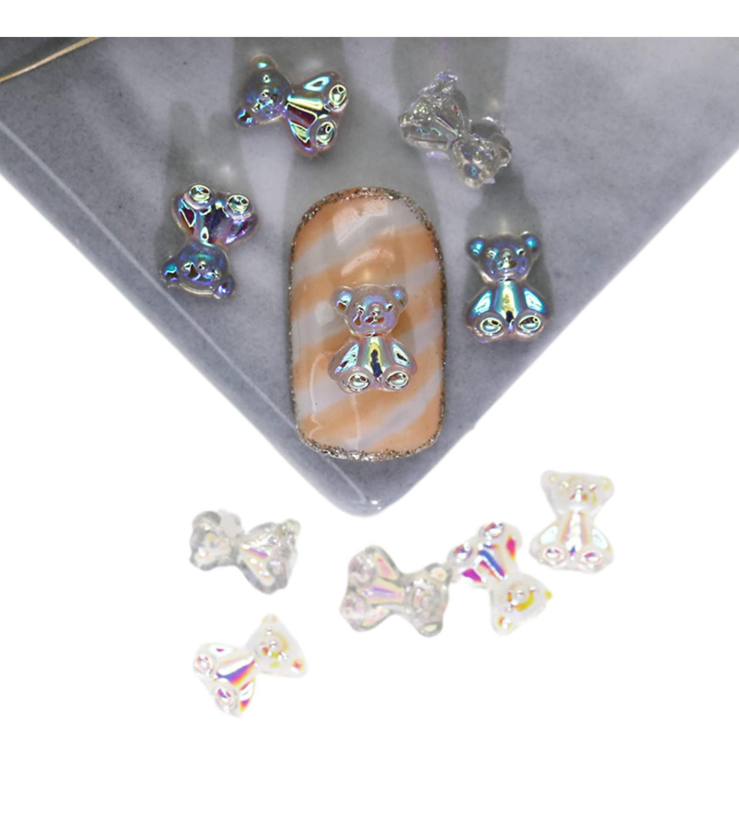 200pack Cute AB Bear Nail Art Decorations Gummy Bear Nail Crystal Bear Beads DIY Crafting Bear Crystal Charm Small gray - Buy Online on GoSupps.com