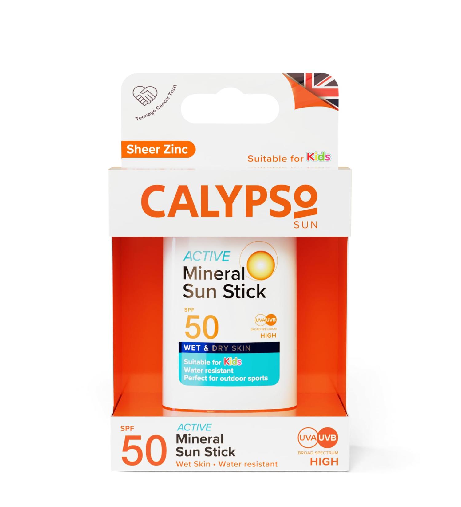 Calypso Mineral Sun Stick SPF50 Sun Protection with Zinc Oxide for Wet and Dry Skin Hypoallergenic PABA free 15g - Buy Online on GoSupps.com