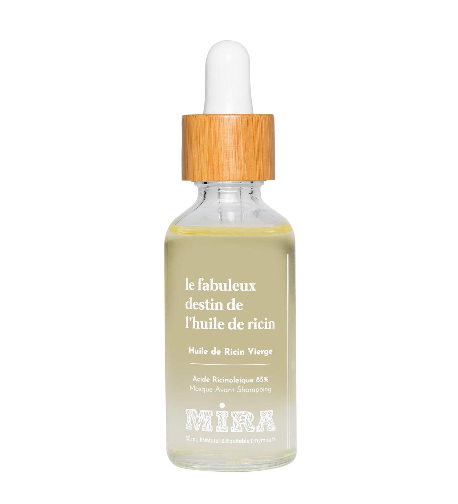 Mira - Virgin Castor Oil - Natural & Fair Trade - Strengthens Hair - 50ml - Glass Bottle & Bamboo Pipette