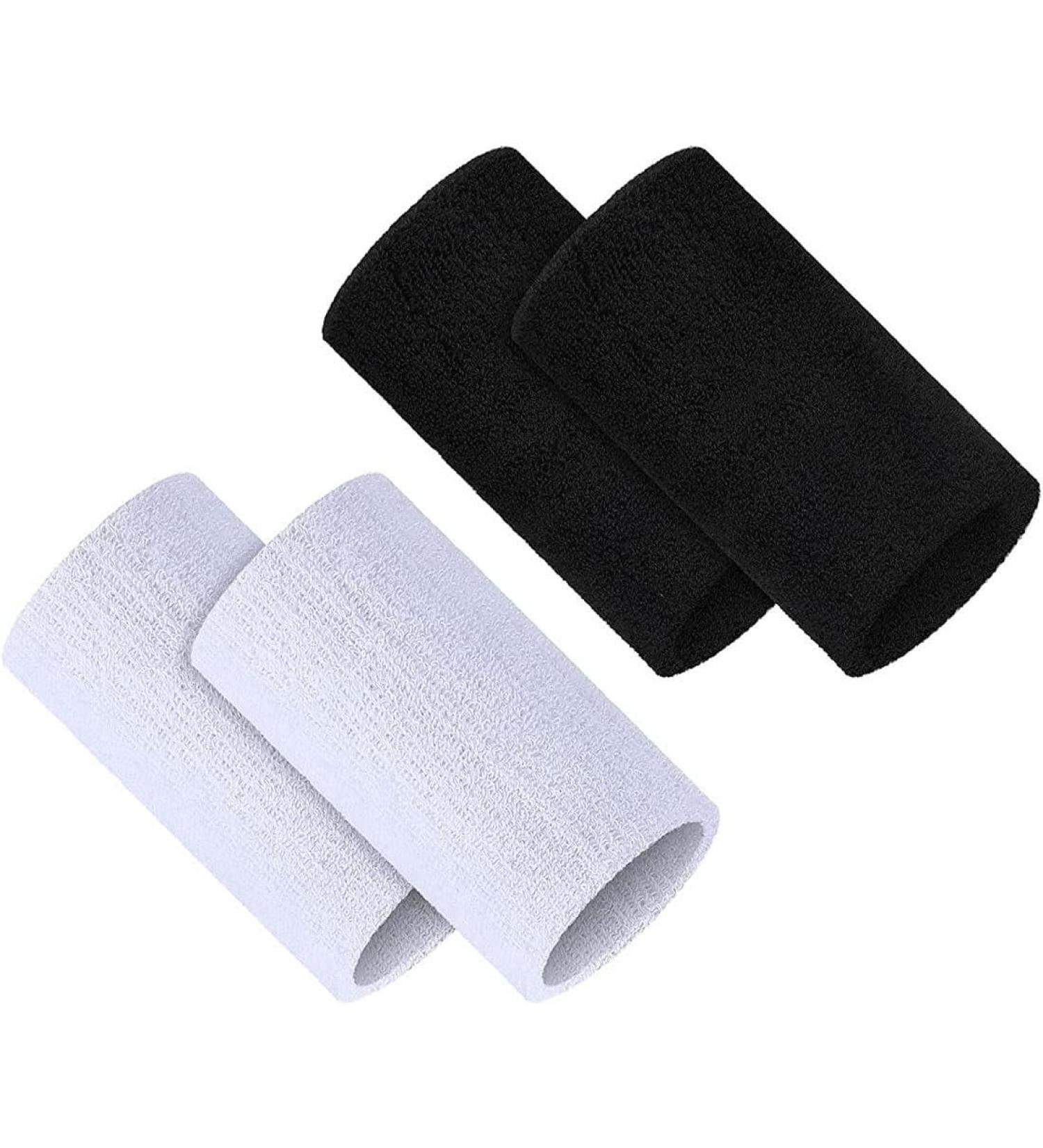 Buy 4 Pcs Sports Bracelets - Elastic Athletic Wrist Tapes for Men - Black & White - Breathable Fabric 5.9 Inch Wrist Size - Buy Online on GoSupps.com