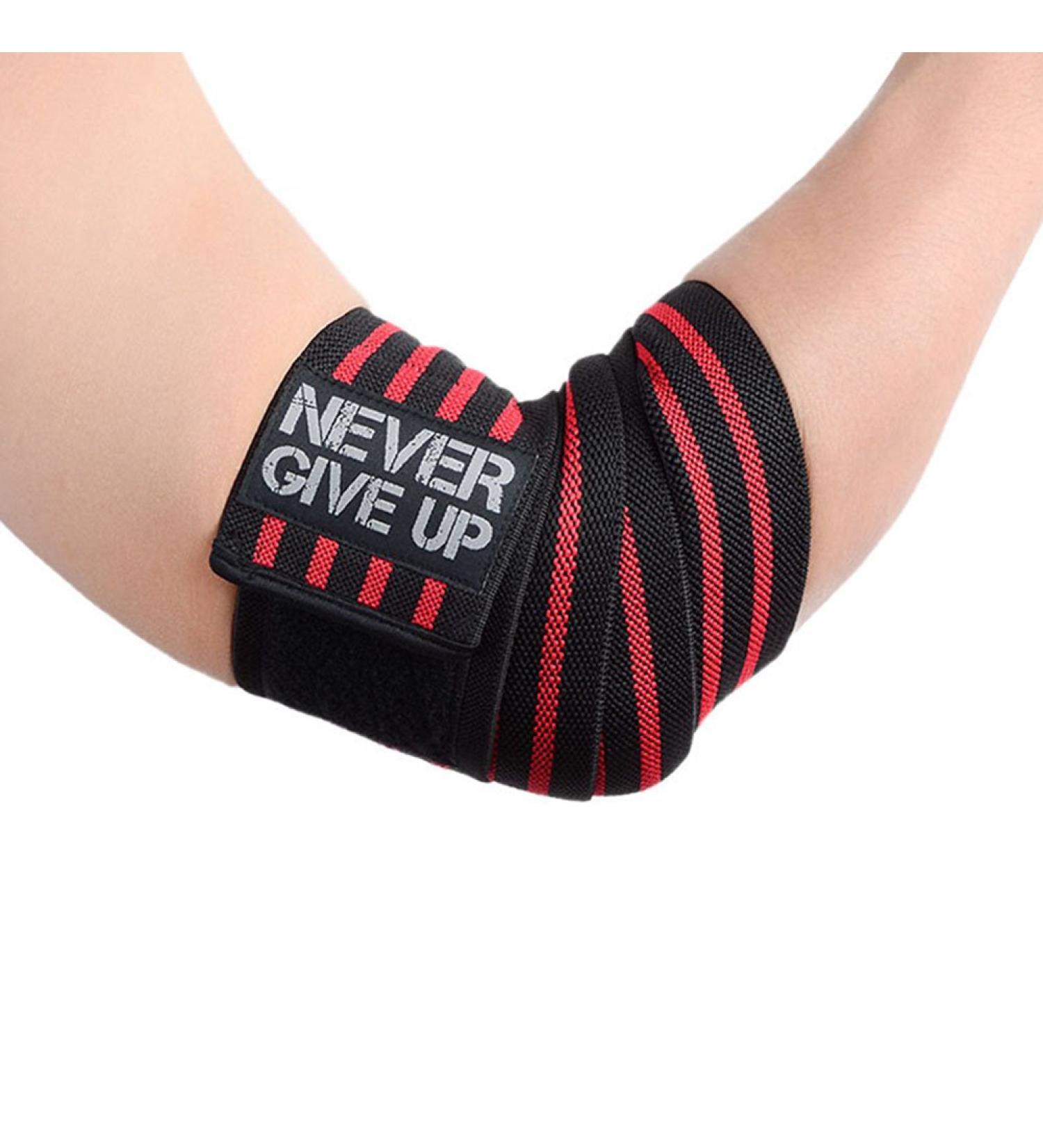 HYFAN Professional Wrist Elbow Knee Wraps Elastic Straps Brace Support Protector for Weightlifting Workout Bodybuilding Gym Fitness Elbow / Red - Buy Online on GoSupps.com