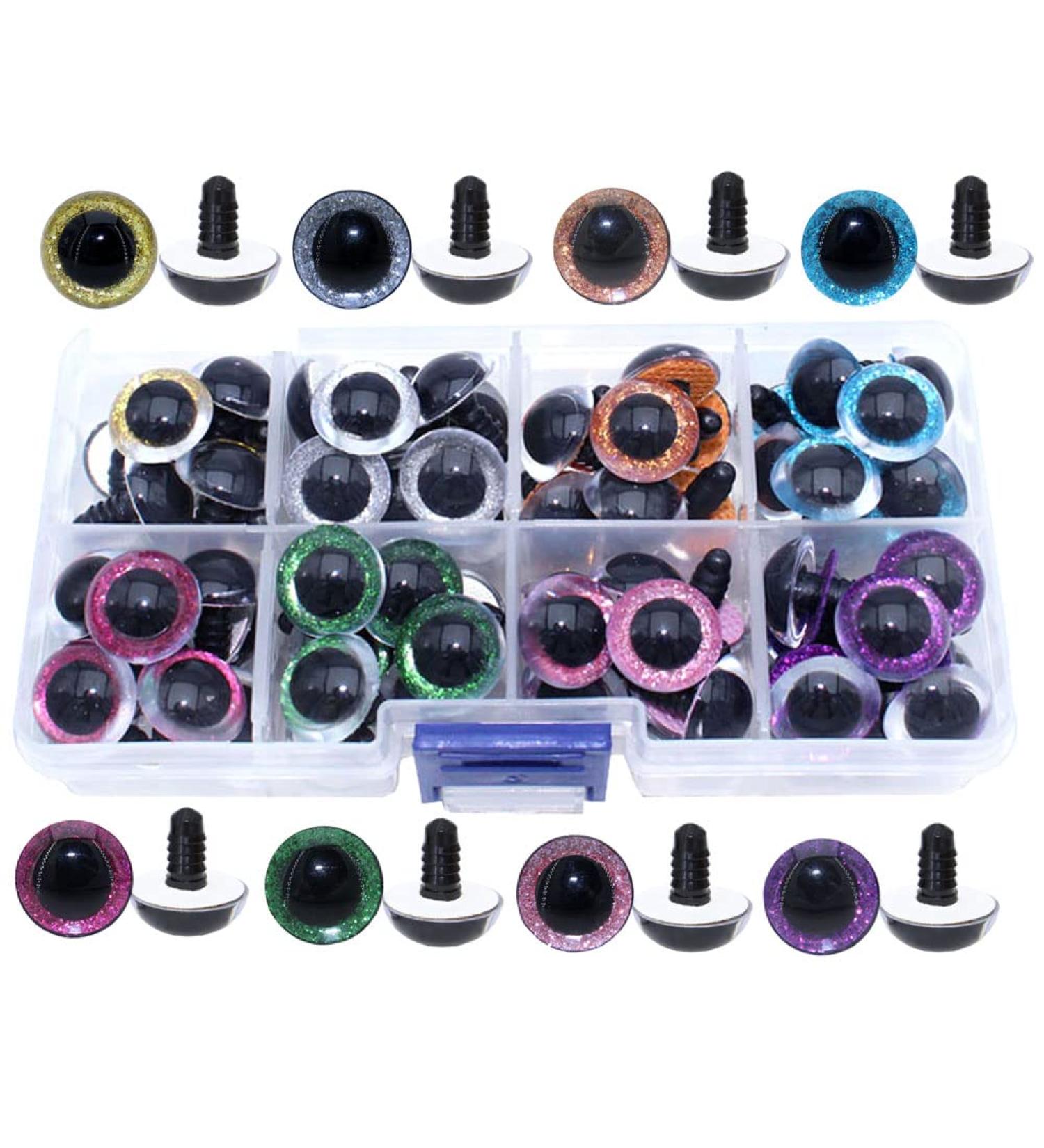 ARTCXC 16mm 8 Colors Glitter Safety Eyes (64pcs) for Dolls, Teddy Bears, and DIY Crafts - Buy Online on GoSupps.com