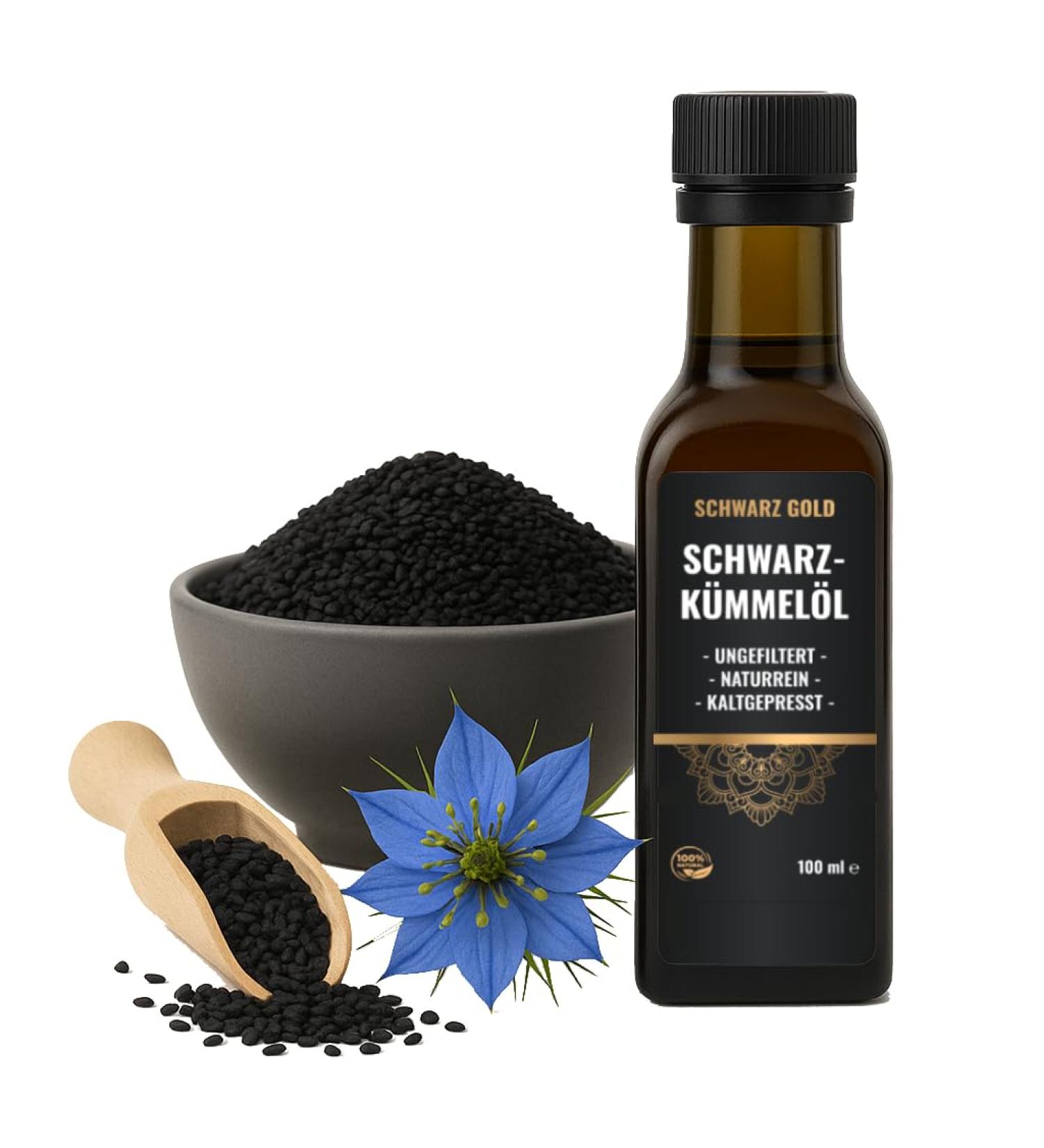 SchwarzGold Black Seed Oil Cold Pressed Unfiltered 100ml - Natural Fresh Daily & Gently Pressed SchwarzGold