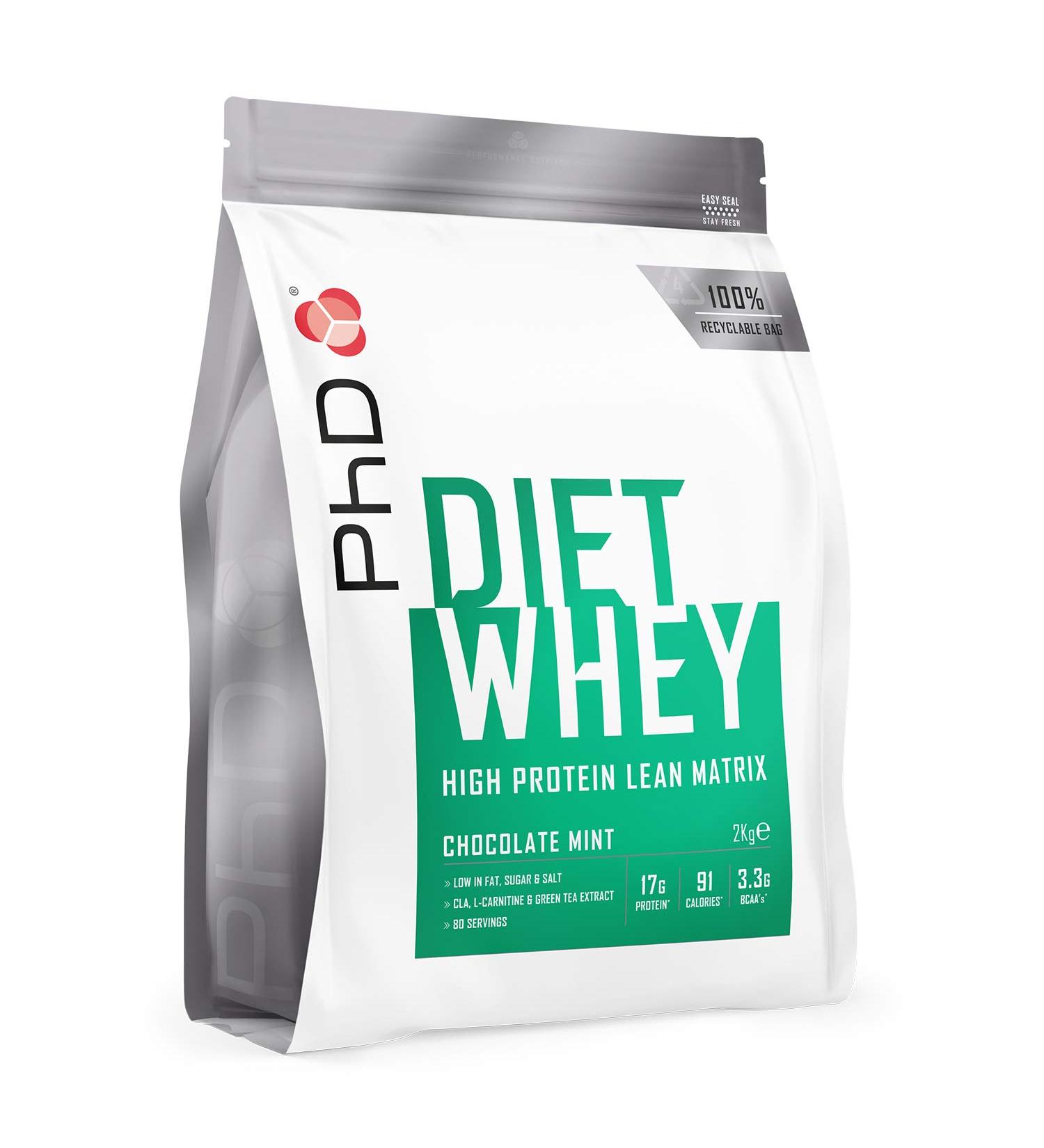 PhD Nutrition Diet Whey Protein Powder - Lean Chocolate Mint 2kg (80 Portions) - Sugar-Free Optimal Performance - Buy Online on GoSupps.com