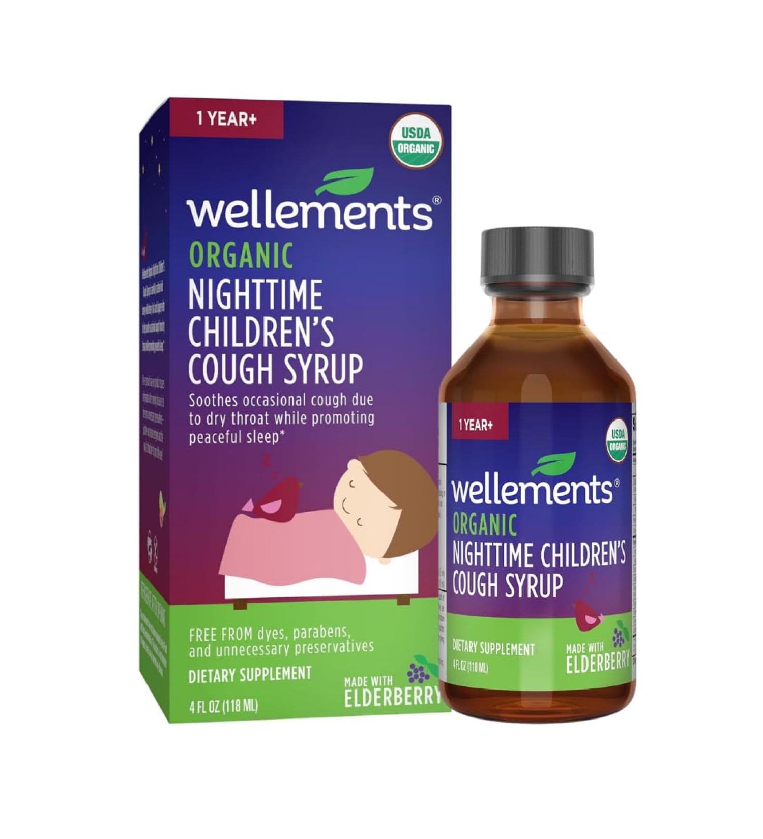 Wellements Organic Nighttime Children's Cough Syrup - USDA Organic - Soothes Dry Cough & Promotes Sleep - 4 Fl Oz 1 Year+ | International Shipping - Buy Online on GoSupps.com