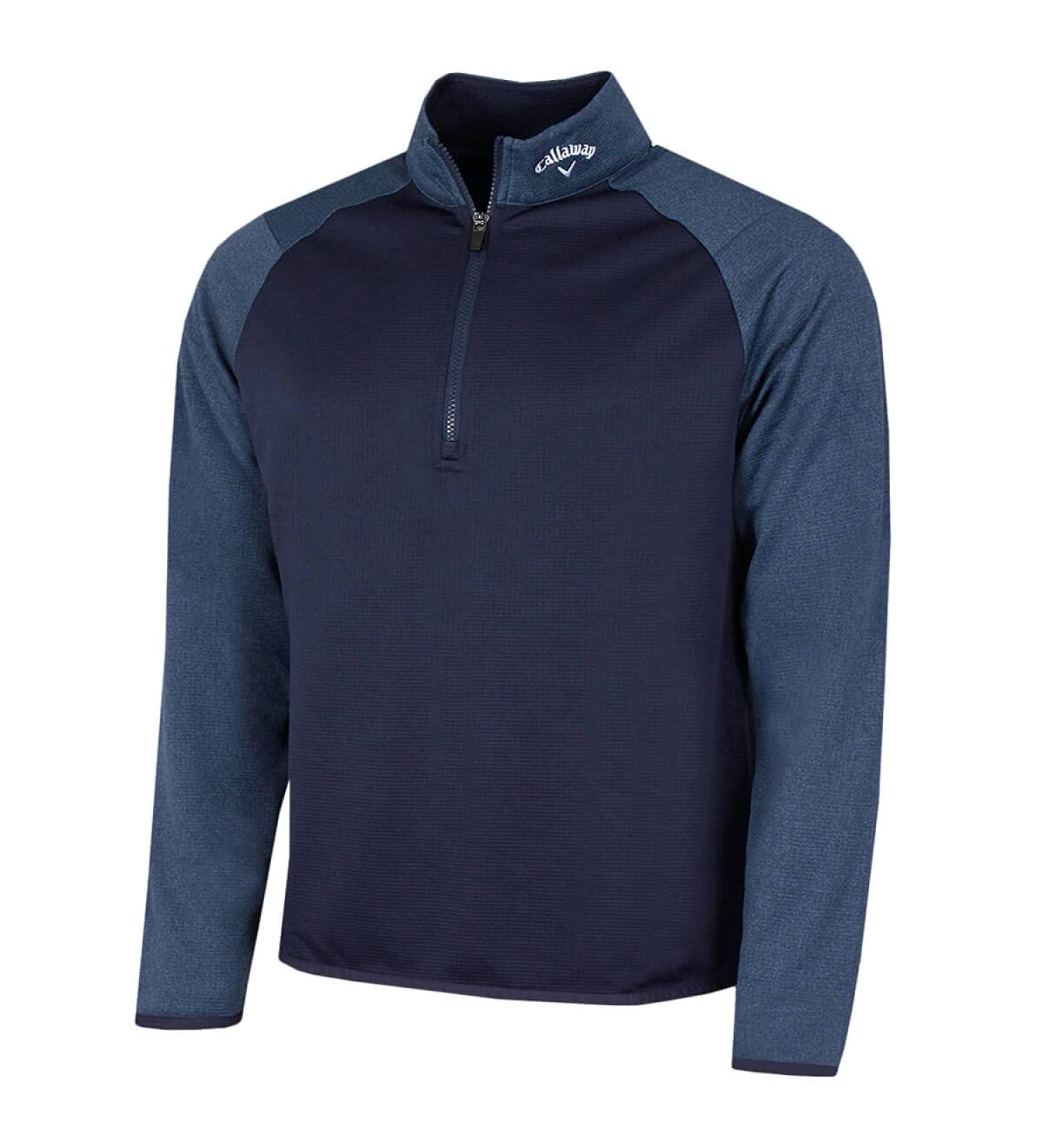 Buy Callaway Golf Men's 1/4 Zip Waffle Two-Tone Midlayer Sweater - Peacoat | International Shipping Available - Buy Online on GoSupps.com