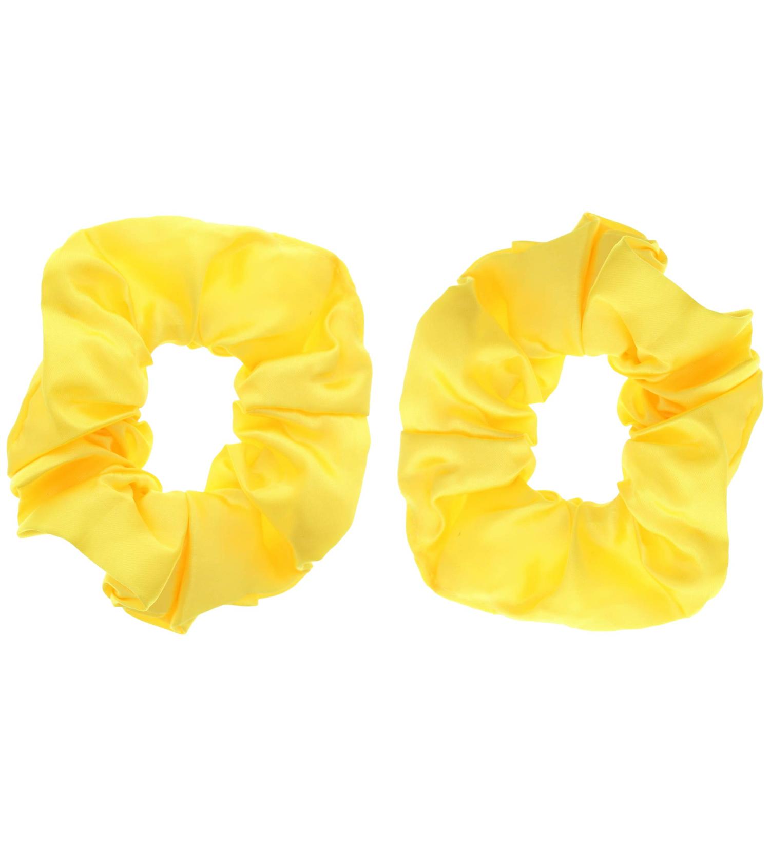 Zac's Alter Ego Pair of Luxurious Satin Hair Scrunchies - Variety of Colours Yellow