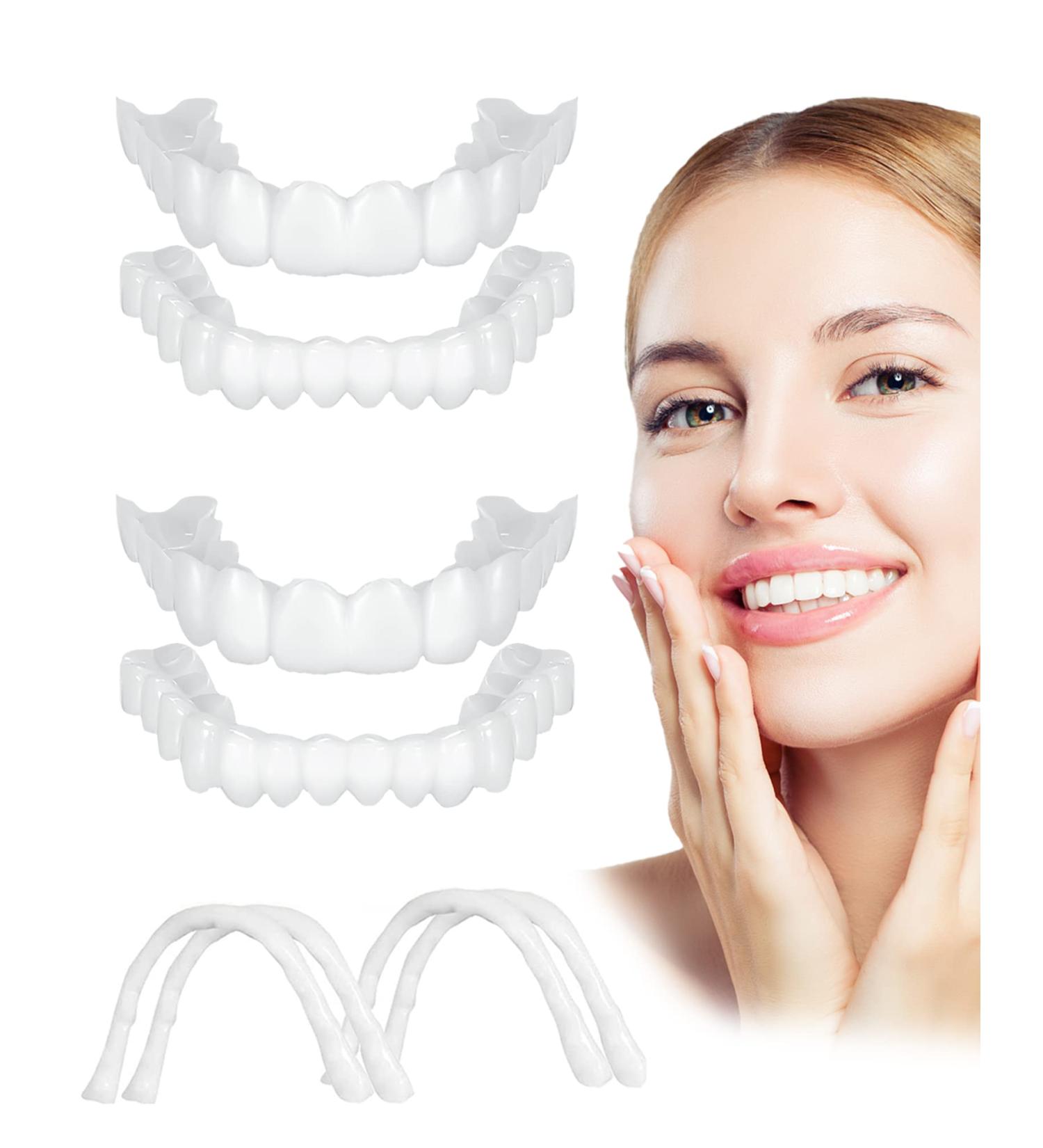 4 PCS Fake Teeth Veneers for Women and Men - Comfortable Dentures for Upper and Lower Jaw, Natural Shade Fit Dental Veneers - Temporary Teeth Restoration - Buy Online on GoSupps.com