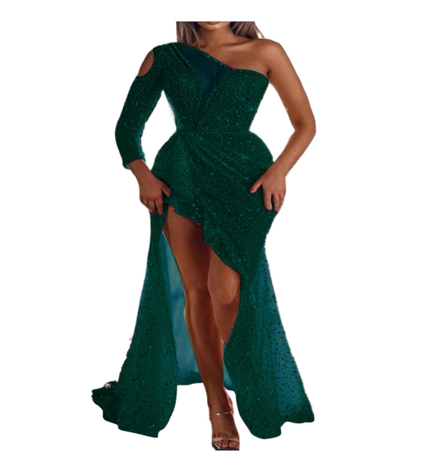 Hanxiulin Green Sequin Party Dress for Women | O-Neck Mini Cocktail Dress 3XL | Perfect for Christmas & Festivals - Buy Online on GoSupps.com