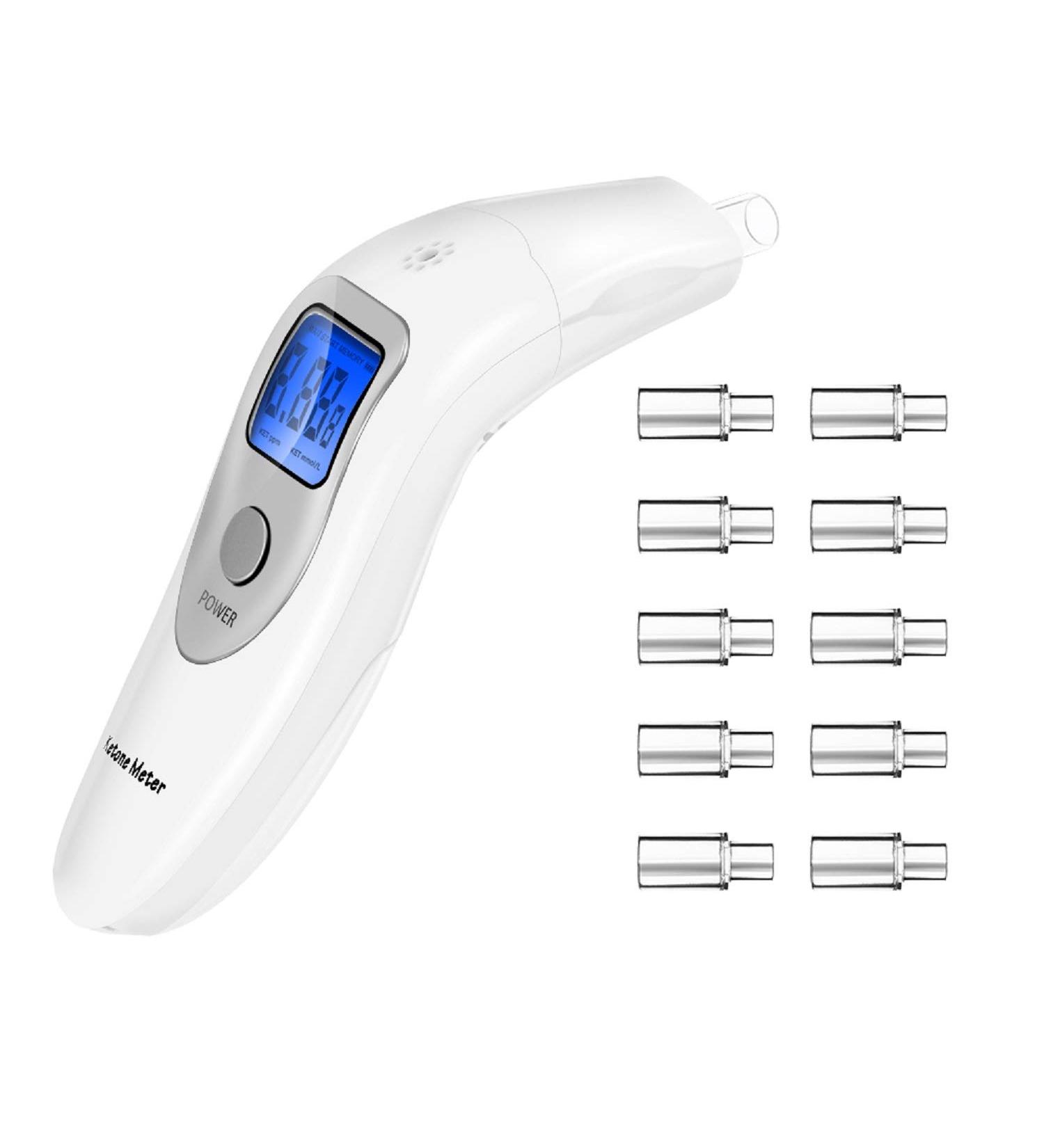 Ketone Meter Breathalyzer | Ketogenic Breath Analyzer for Weight Loss with 10 Mouthpiece (White) - Buy Online on GoSupps.com