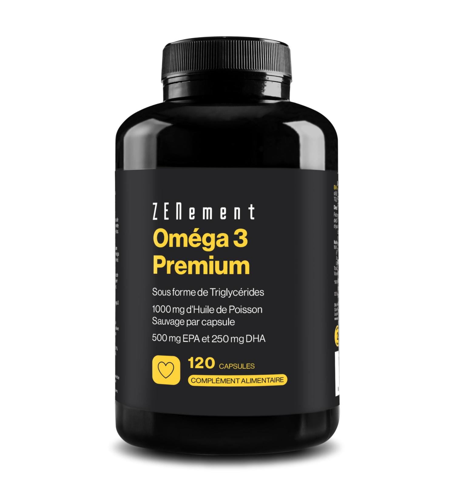 Omega 3 Premium Triglycerides for Optimal Absorption - 1000mg EPA + 500mg DHA per Dose - FOS Certified Wild Fish Oil - 120 Capsules - Buy Online on GoSupps.com