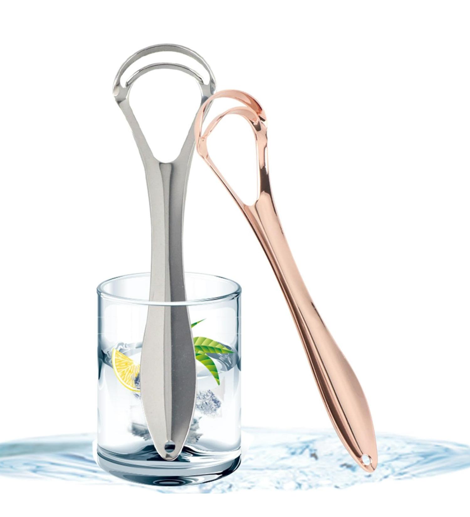 Autuuuckee Double Tongue Cleaner | Metal Tongue Scraper for Bad Breath | Travel-Friendly Rose Gold | Safe Breath for Adults - Buy Online on GoSupps.com