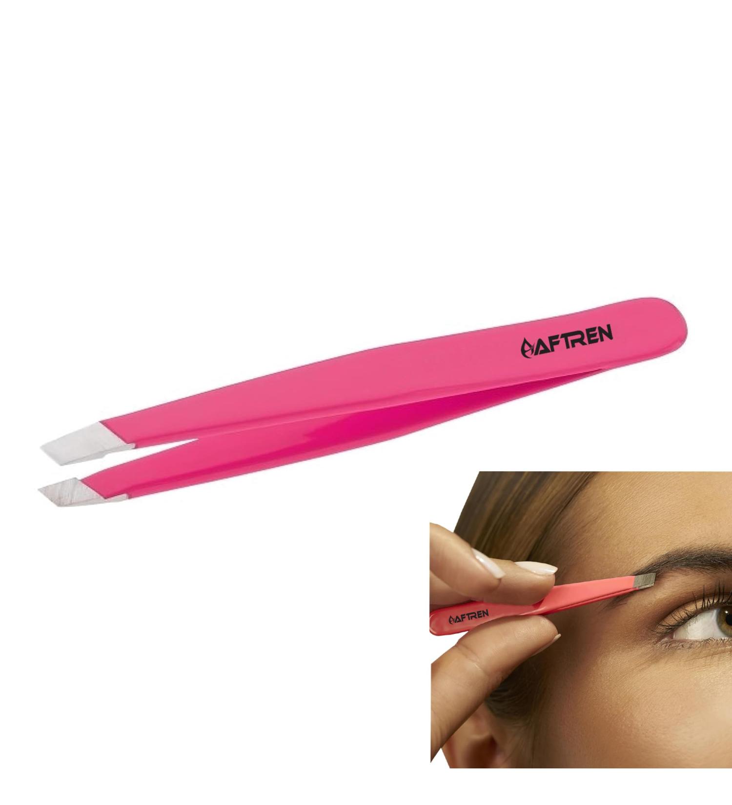 Wide Grip Slant Tweezers - German Stainless Steel - Hand-Filed Slanted Tips for Ultra-Precision - Tweezers for Eyebrows and Nose/Ear/Facial Hair - Professional Grade (Pink) - Buy Online on GoSupps.com