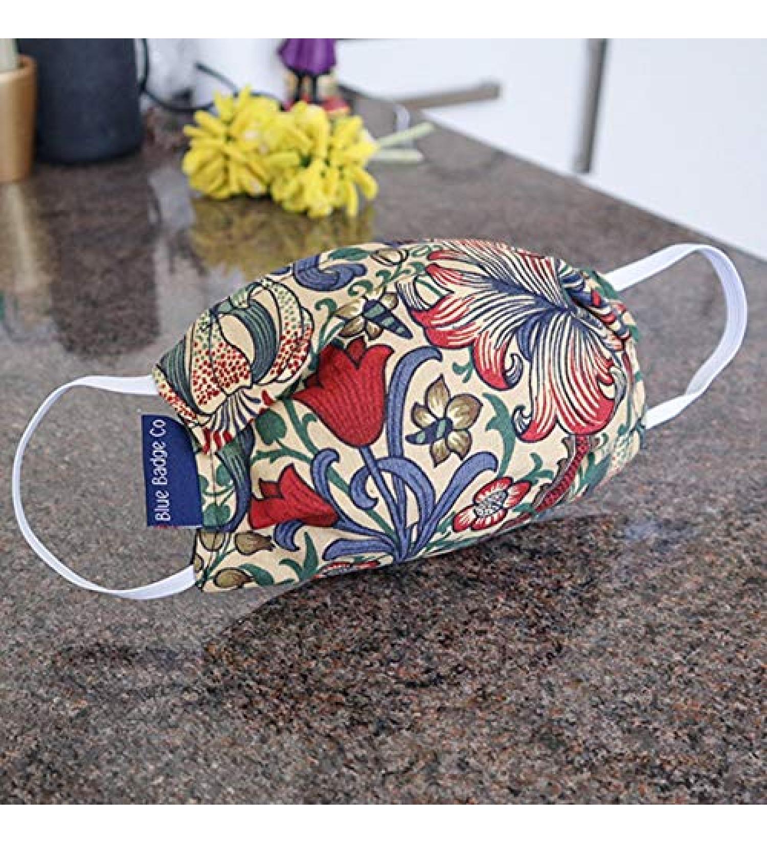 Buy William Morris Golden Lily Cotton Face Masks - 5 Pack Double Layer with Filter Pockets | International Shipping - Buy Online on GoSupps.com