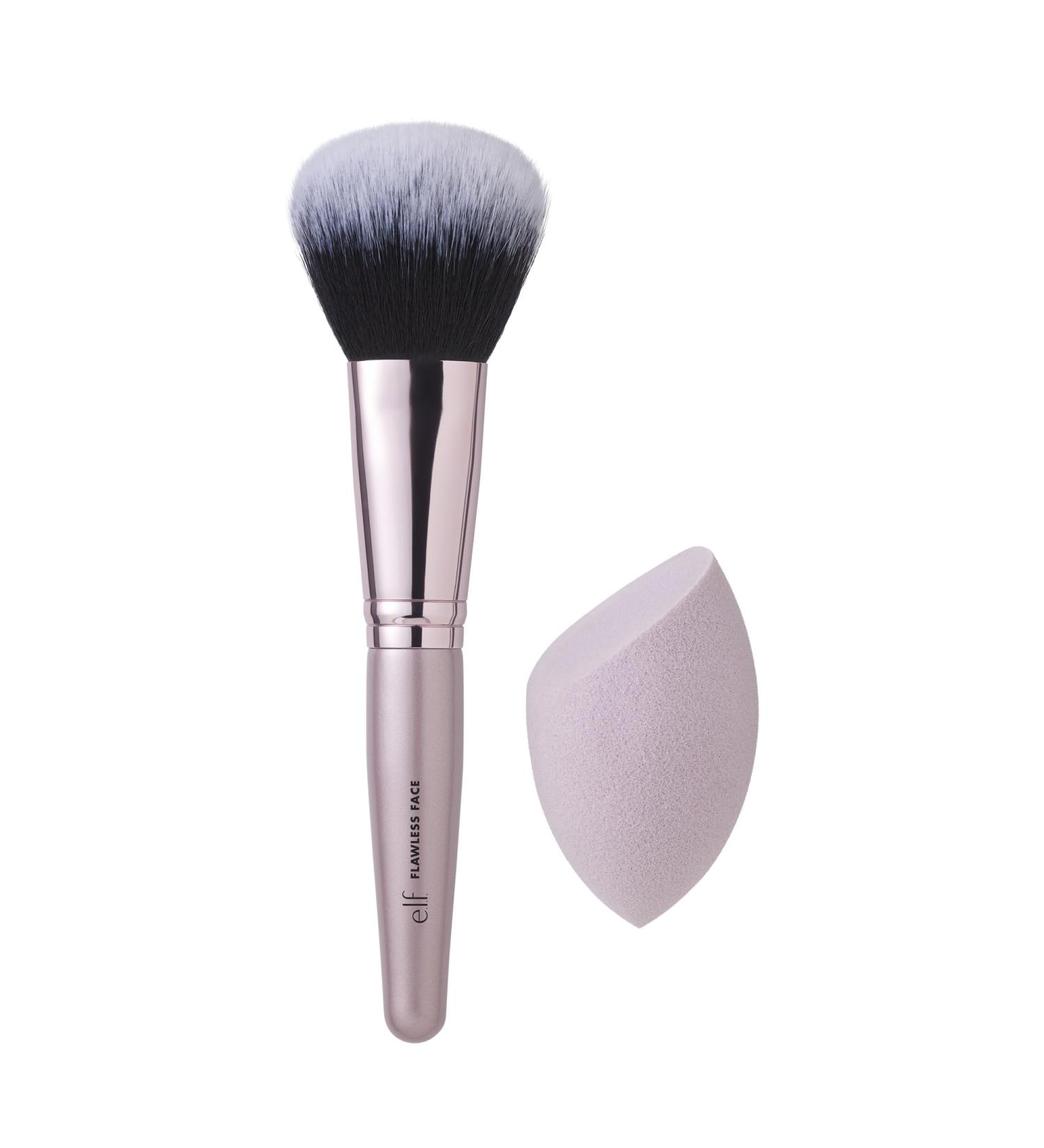 e.l.f. Cosmetics Complexion Brush & Sponge Duo | Flawless Makeup Kit for Liquid Foundation - International Shipping Available - Buy Online on GoSupps.com