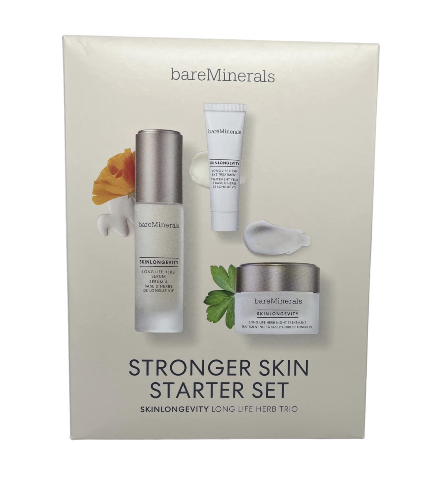 Bare Minerals Strong Skin Starter Set Skin Longevity Serum Eye Treatment Night Treatment