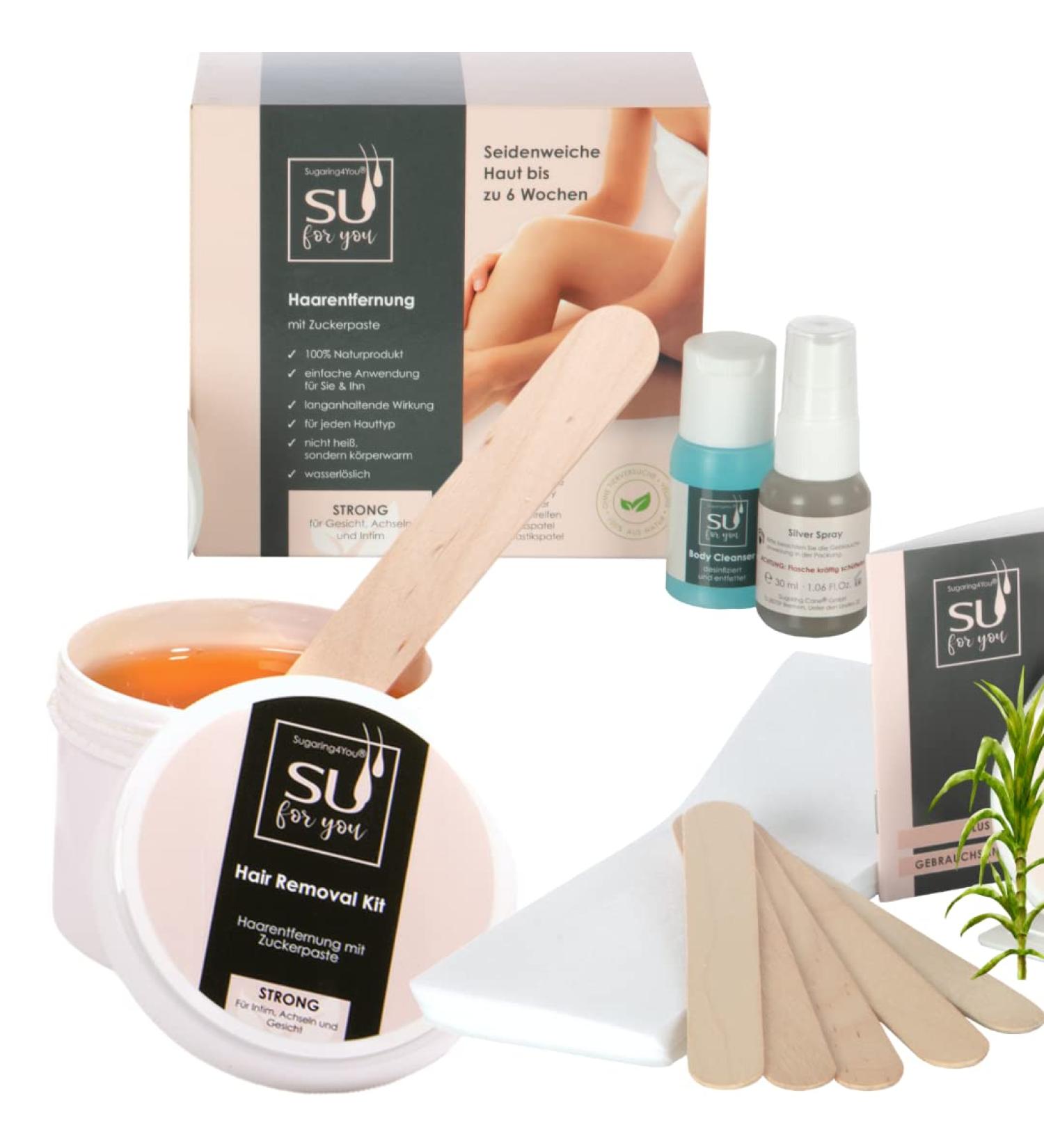 Sugaring4You +1 Sugar Paste Beauty Set | Gentle Hair Removal for Intimate Areas & Armpits | Unisex Sugar Wax Kit with SilverSpray & Developer | 250g - Buy Online on GoSupps.com
