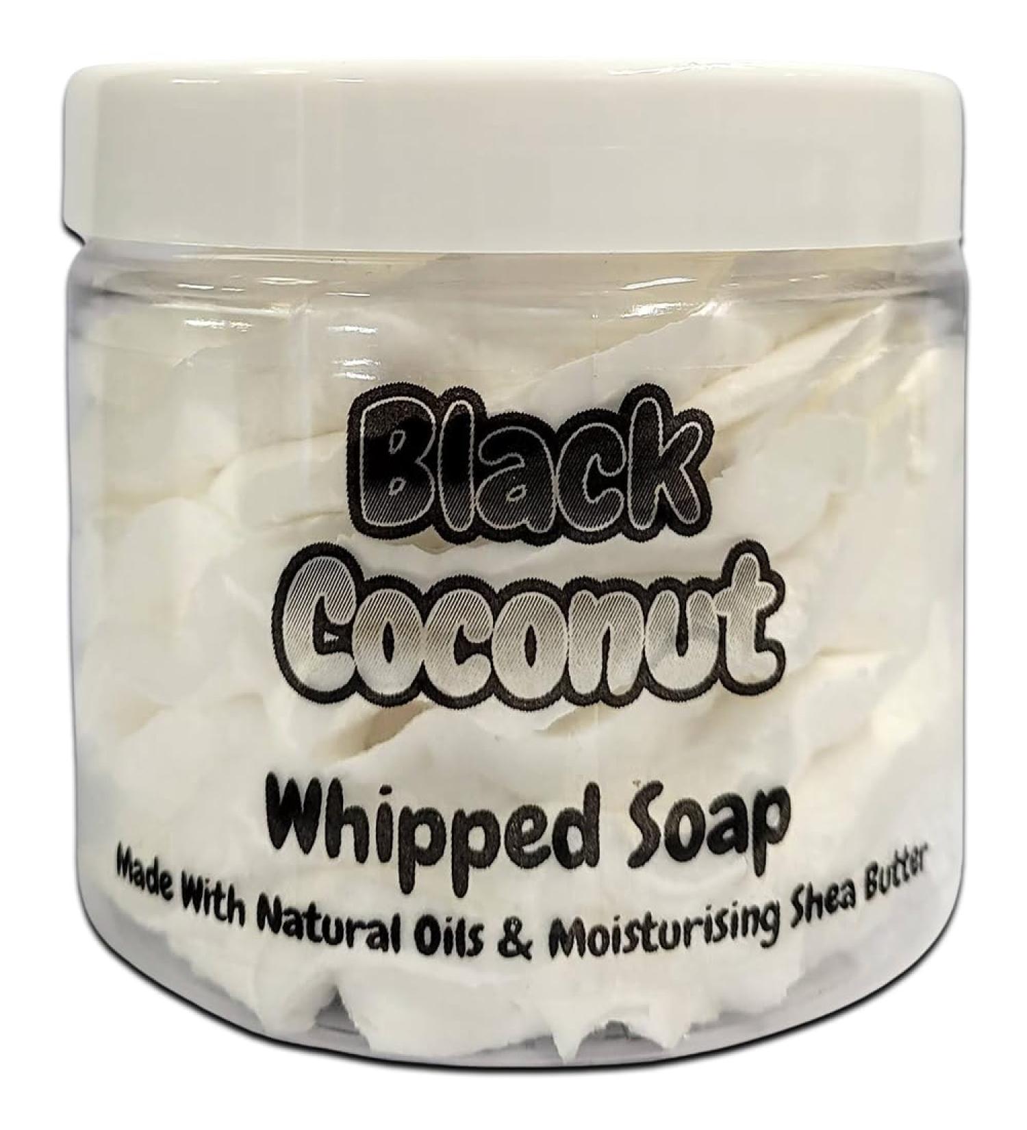 Black Coconut Whipped Soap Body Wash - 150g - Natural Oils and Butters - Fruity Scent - Vegan Friendly - Puddle of Wax - Made in the UK - Buy Online on GoSupps.com