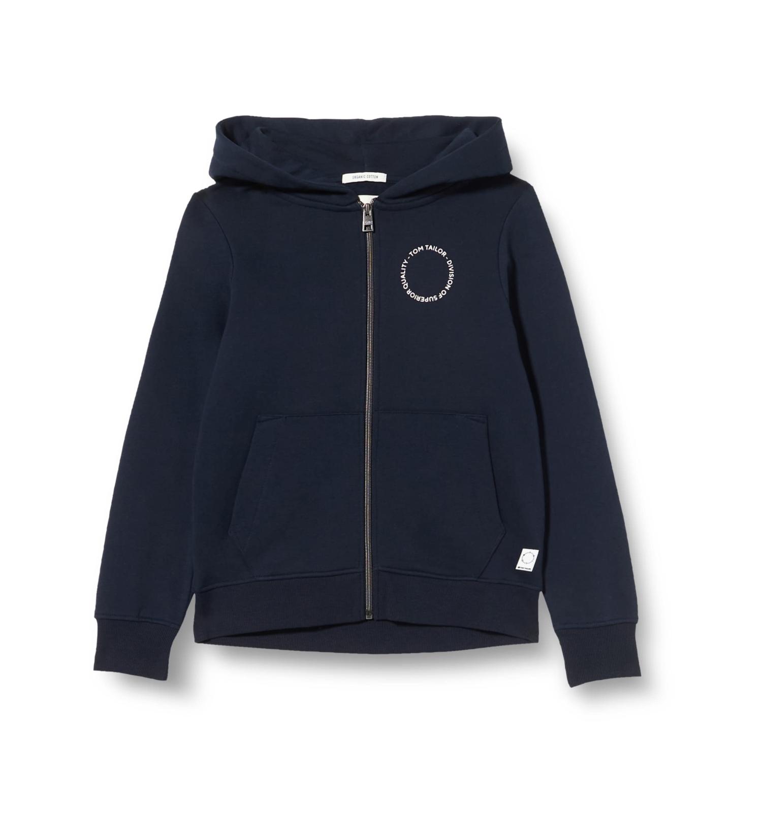 TOM TAILOR Boys' Organic Cotton Sweat Jacket with Print - Sky Captain Blue | Childrenswear Size 152 - Eco-Friendly Fashion - Buy Online on GoSupps.com