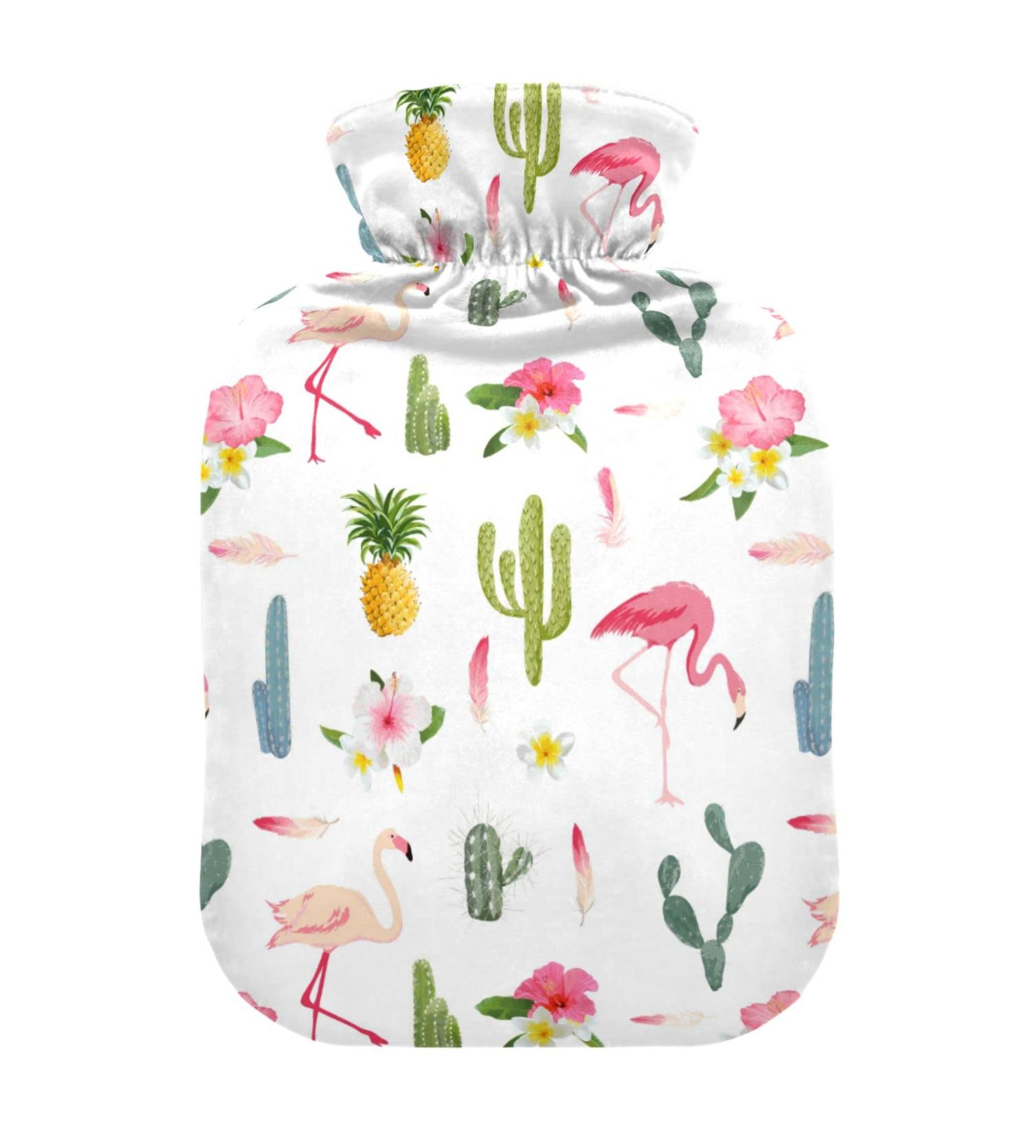 Shop Tropical Flamingo Cactus Hot Water Bottles - 2L Pain Relief & Cozy Comfort | International Shipping Available - Buy Online on GoSupps.com