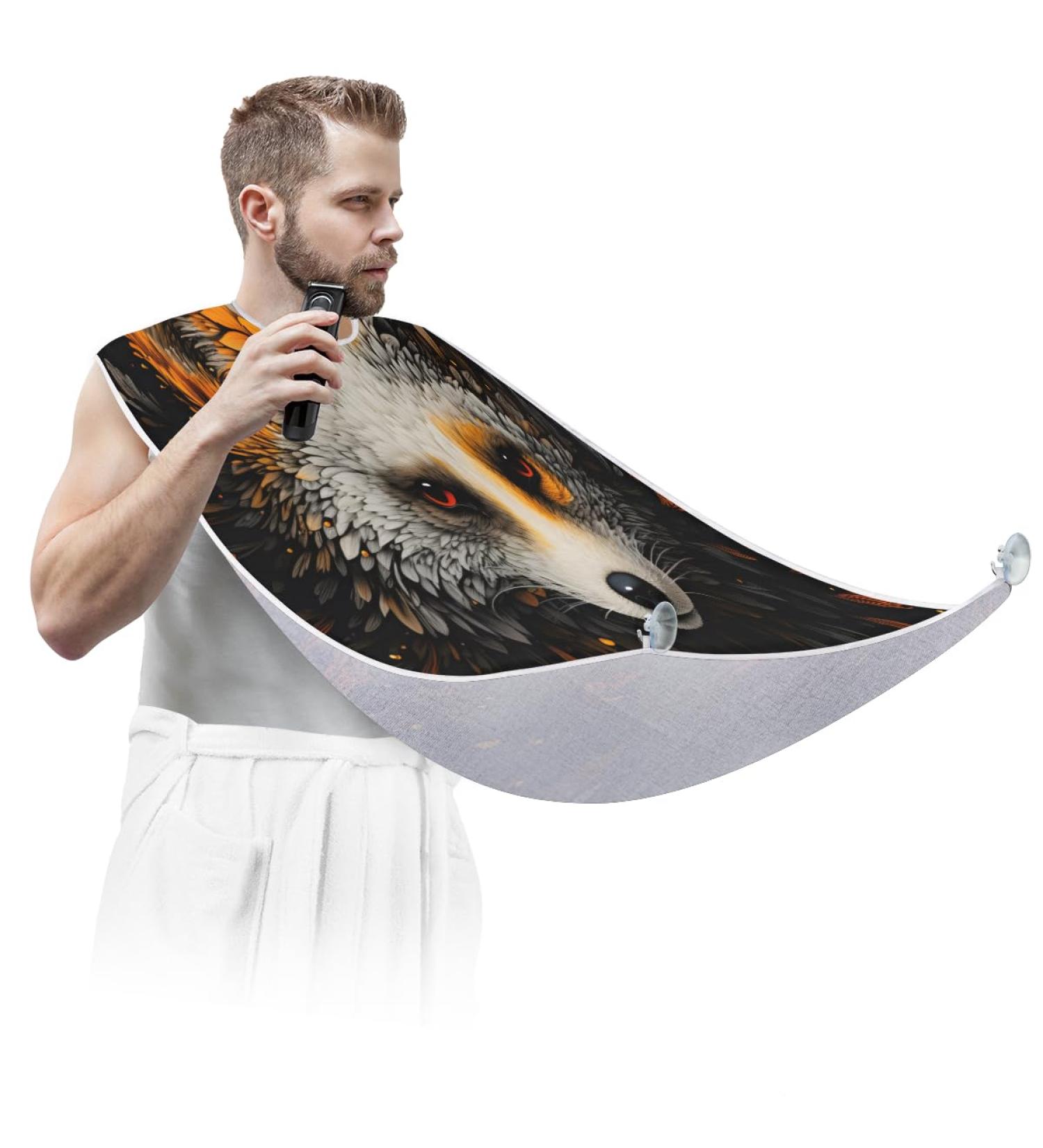 Fox Beard Bib Apron | Beard Hair Catcher for Men | Ideal Gift for Dad & Husband - Father's Day Anniversary Christmas - Includes 2 Suction Cups - Buy Online on GoSupps.com