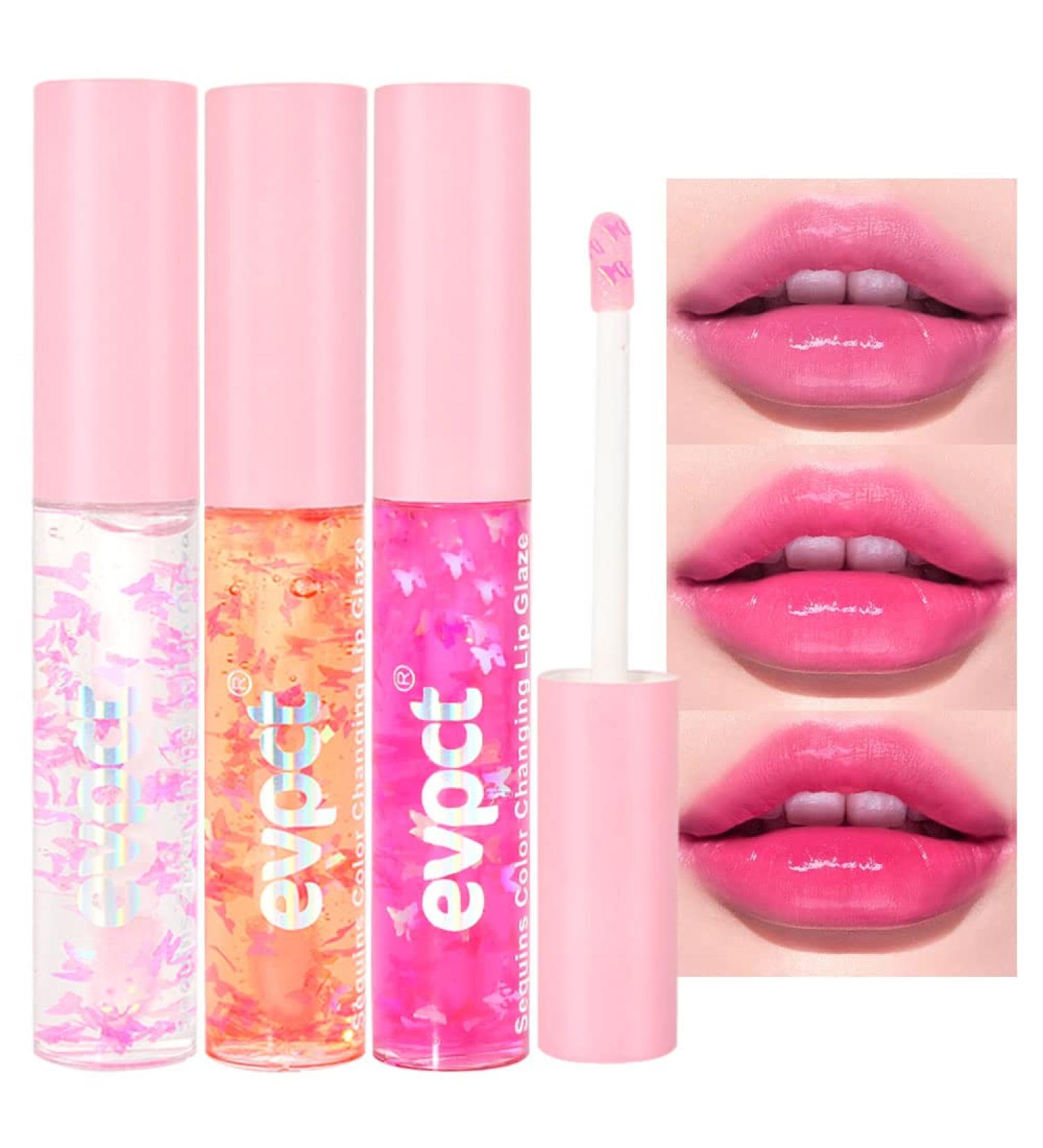 Clear Color Changing PH Tinted Lip Gloss Set for Women Girls - Pink Mood Hydrating Lip Oil Balm Stain Glaze Pack - 3Pcs (1.02 Fl Oz) - Buy Online on GoSupps.com